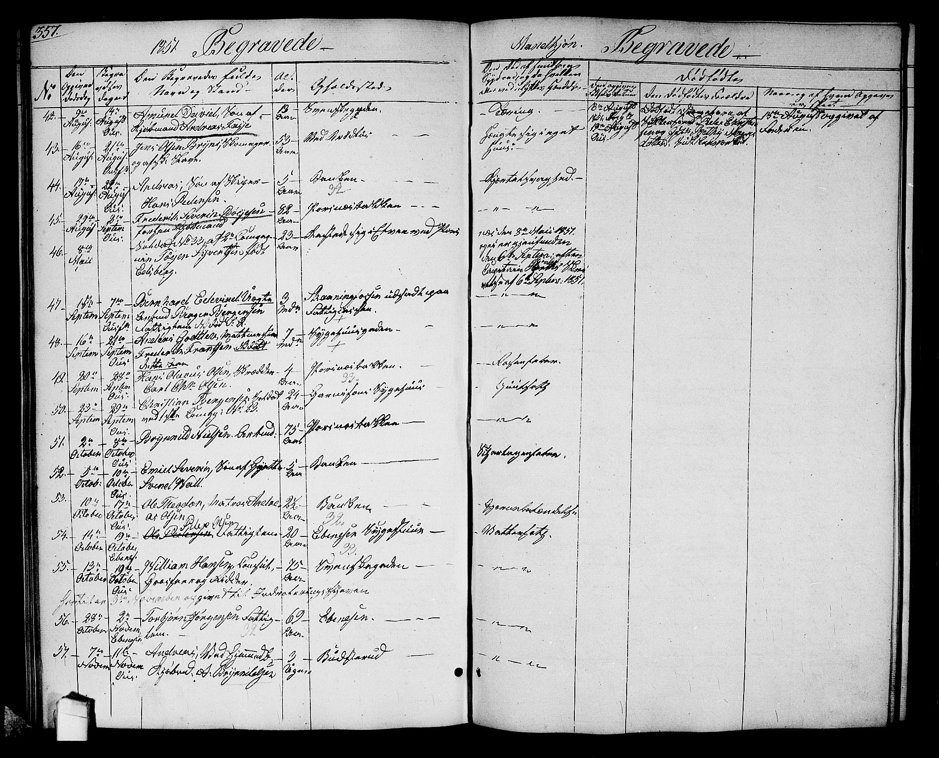 Halden prestekontor Kirkebøker, AV/SAO-A-10909/G/Ga/L0004: Klokkerbok nr. 4, 1845-1854, s. 357