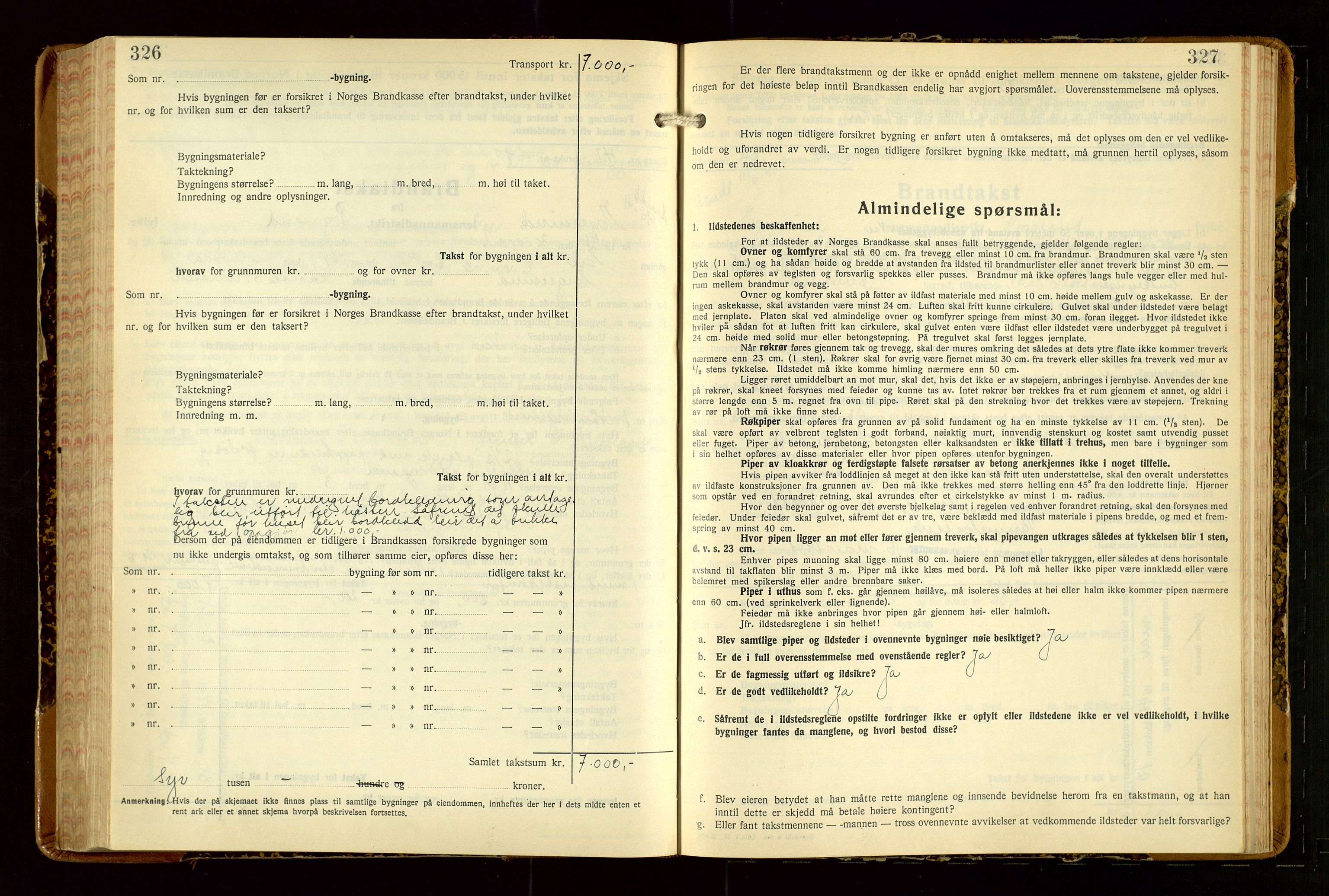 Eigersund lensmannskontor, AV/SAST-A-100171/Gob/L0007: "Brandtakstprotokoll", 1938-1955, s. 326-327