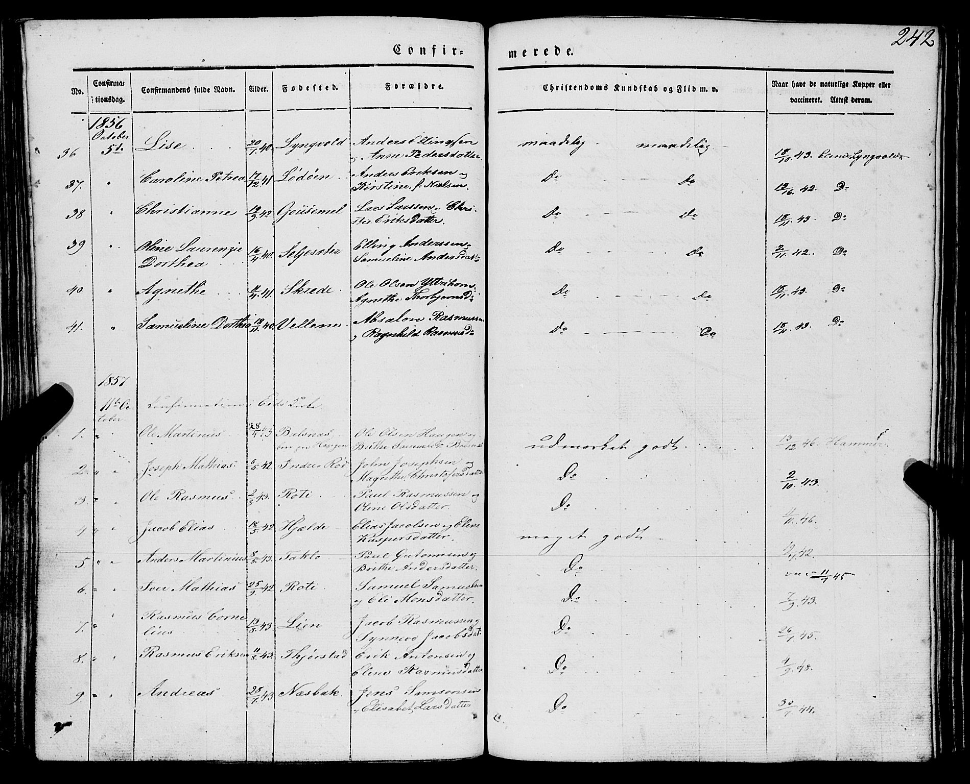 Eid sokneprestembete, AV/SAB-A-82301/H/Haa/Haaa/L0007: Ministerialbok nr. A 7, 1844-1858, s. 242