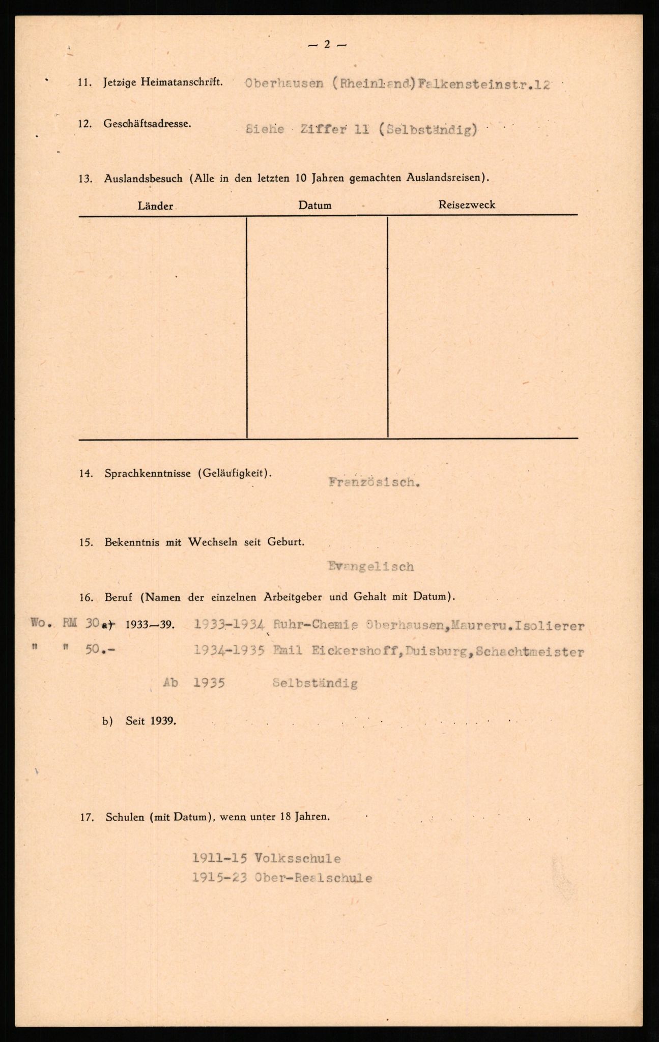 Forsvaret, Forsvarets overkommando II, RA/RAFA-3915/D/Db/L0024: CI Questionaires. Tyske okkupasjonsstyrker i Norge. Tyskere., 1945-1946, s. 139