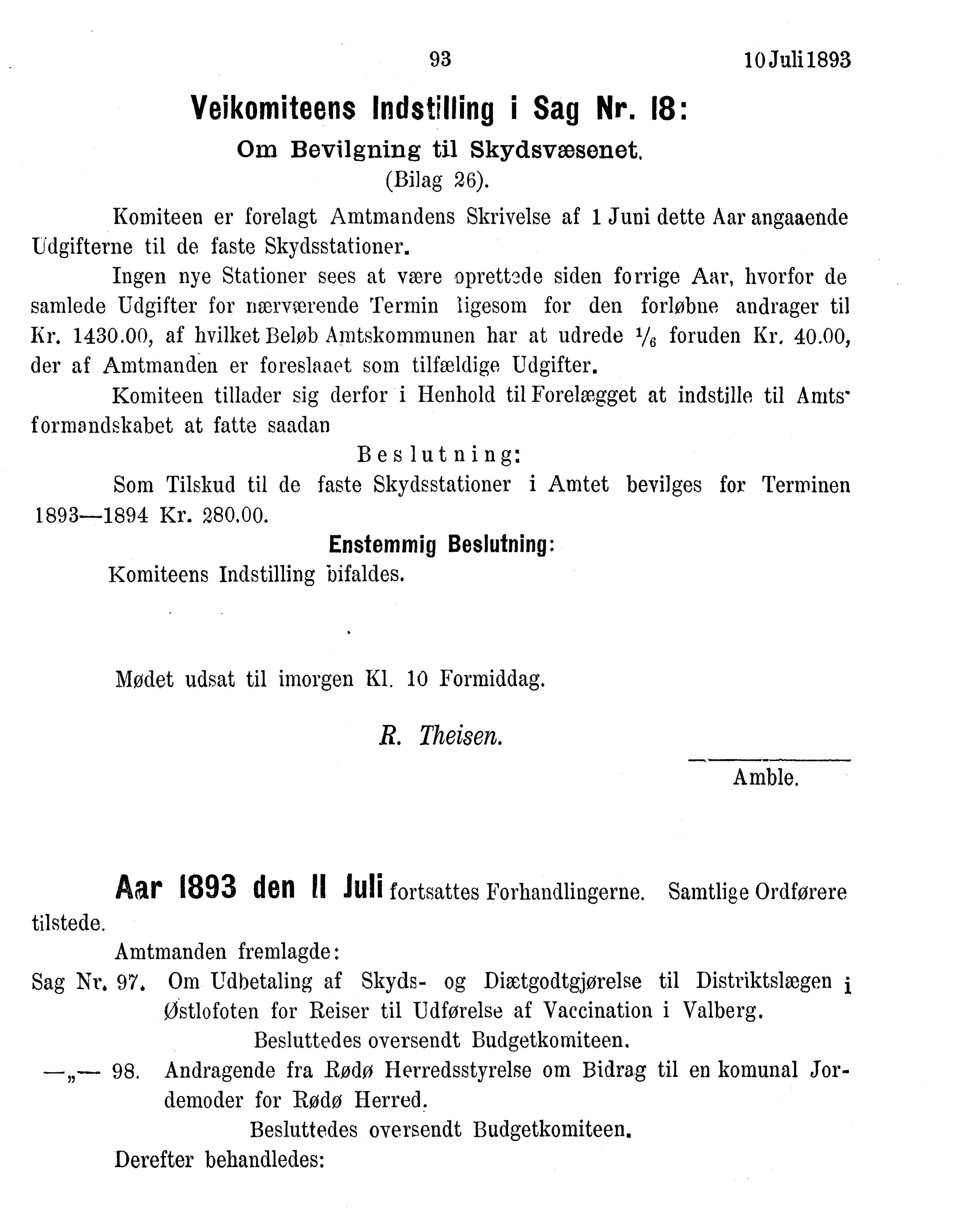 AIN, Nordland Fylkeskommune. Fylkestinget, A/Ac/L0016: Fylkestingsforhandlinger 1891-1893, 1891-1893, s. 93