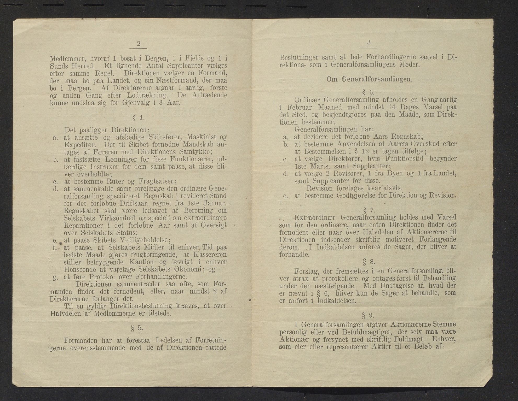 Lyngedals dampskipsselskap, IKAH/1246-pa0013/E/Ea/L0001/0005: Korrespondanse  / Lov for dampskibet Lyngdals Dampskibsselskap , 1892