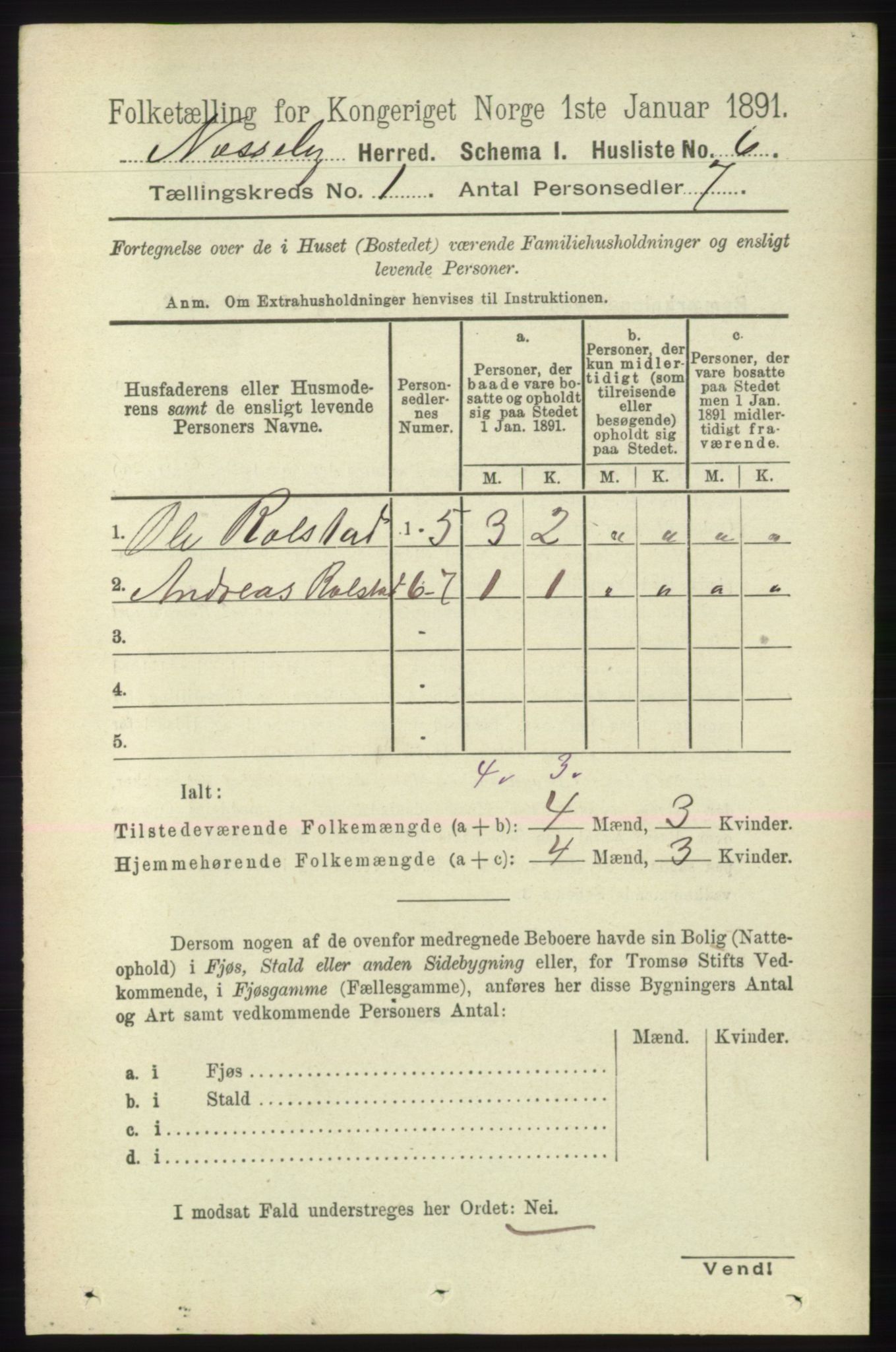 RA, Folketelling 1891 for 2027 Nesseby herred, 1891, s. 22