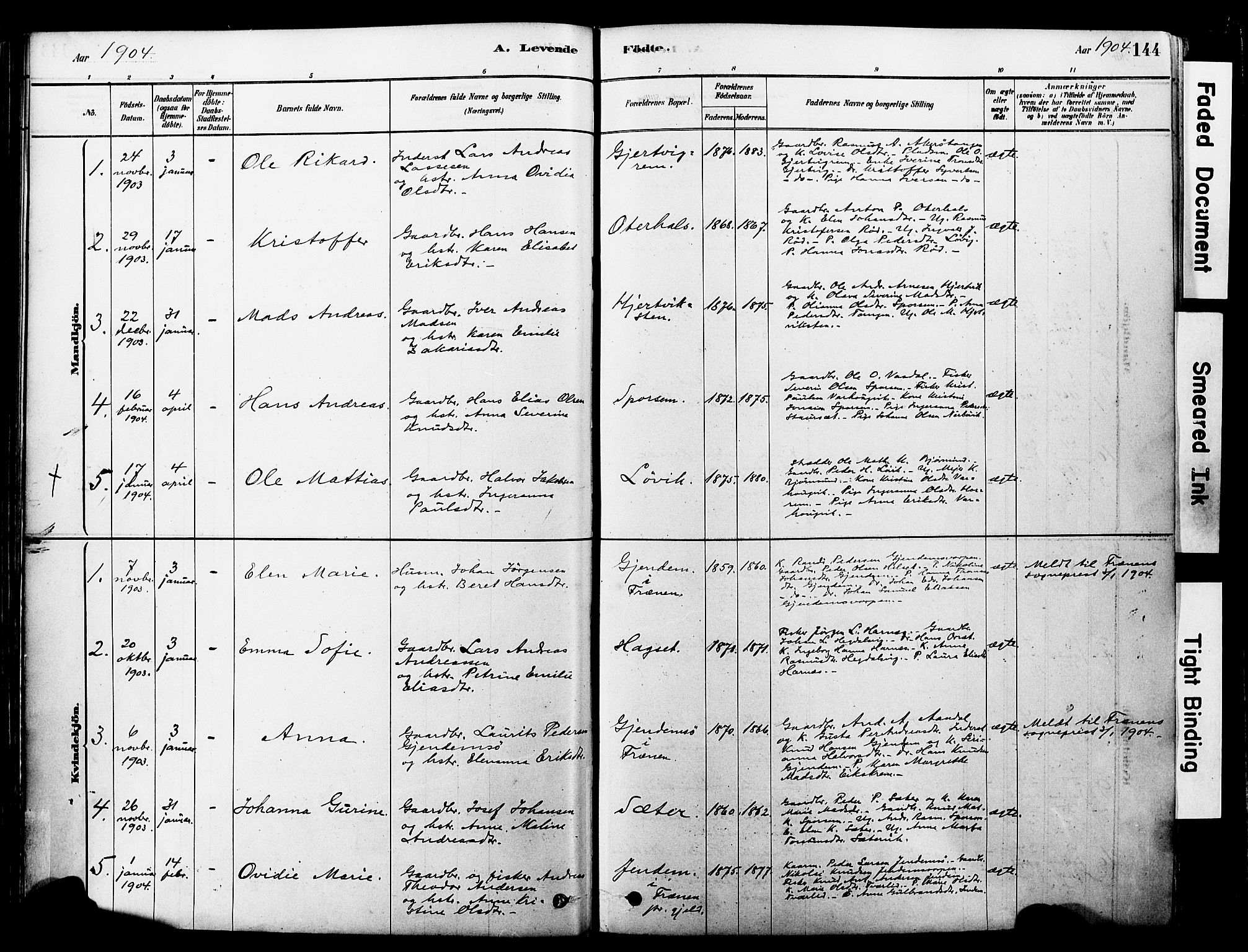 Ministerialprotokoller, klokkerbøker og fødselsregistre - Møre og Romsdal, SAT/A-1454/560/L0721: Ministerialbok nr. 560A05, 1878-1917, s. 144