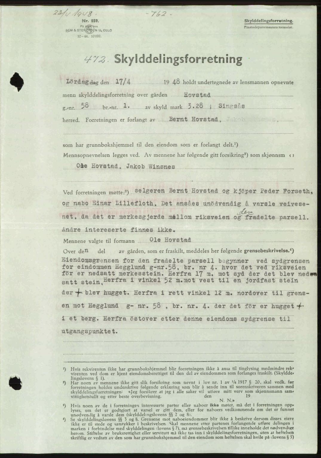 Gauldal sorenskriveri, SAT/A-0014/1/2/2C: Pantebok nr. A5, 1947-1948, Dagboknr: 472/1948
