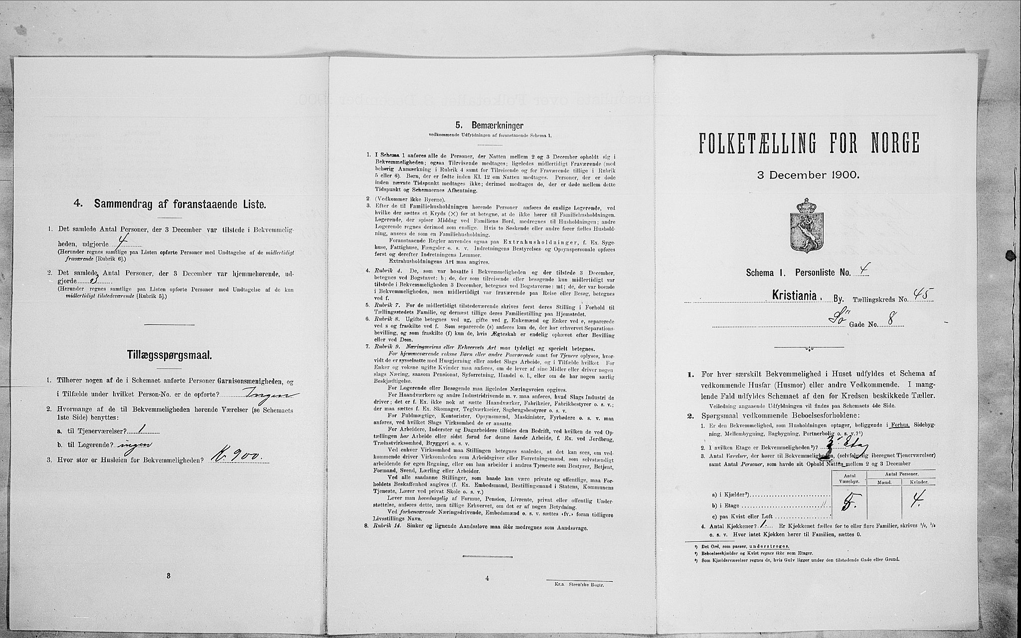 SAO, Folketelling 1900 for 0301 Kristiania kjøpstad, 1900, s. 95116