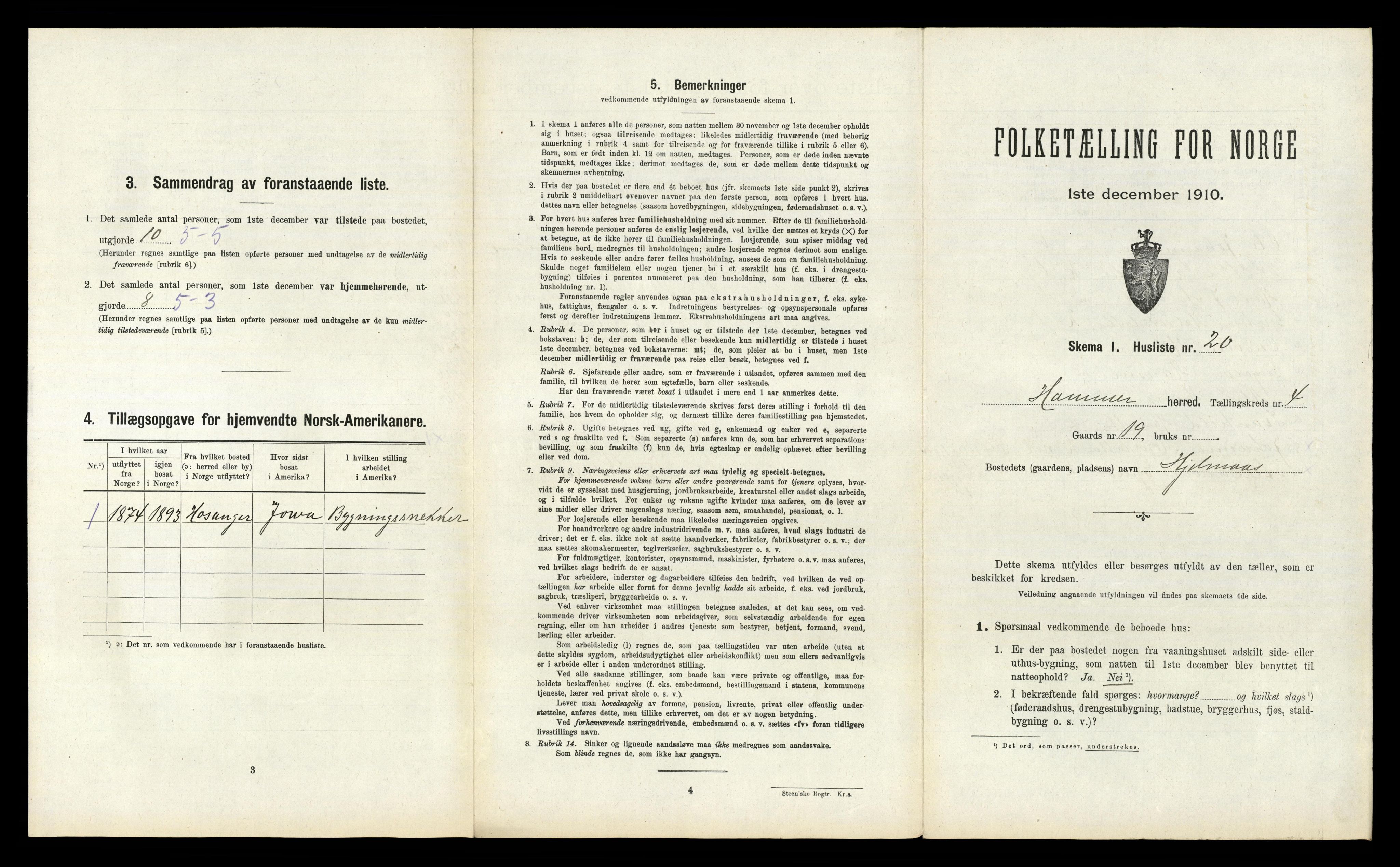RA, Folketelling 1910 for 1254 Hamre herred, 1910, s. 276