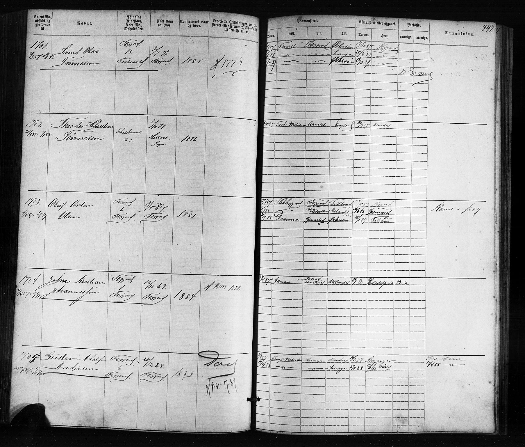 Flekkefjord mønstringskrets, SAK/2031-0018/F/Fa/L0005: Annotasjonsrulle nr 1-1915 med register, Æ-2, 1868-1896, s. 367