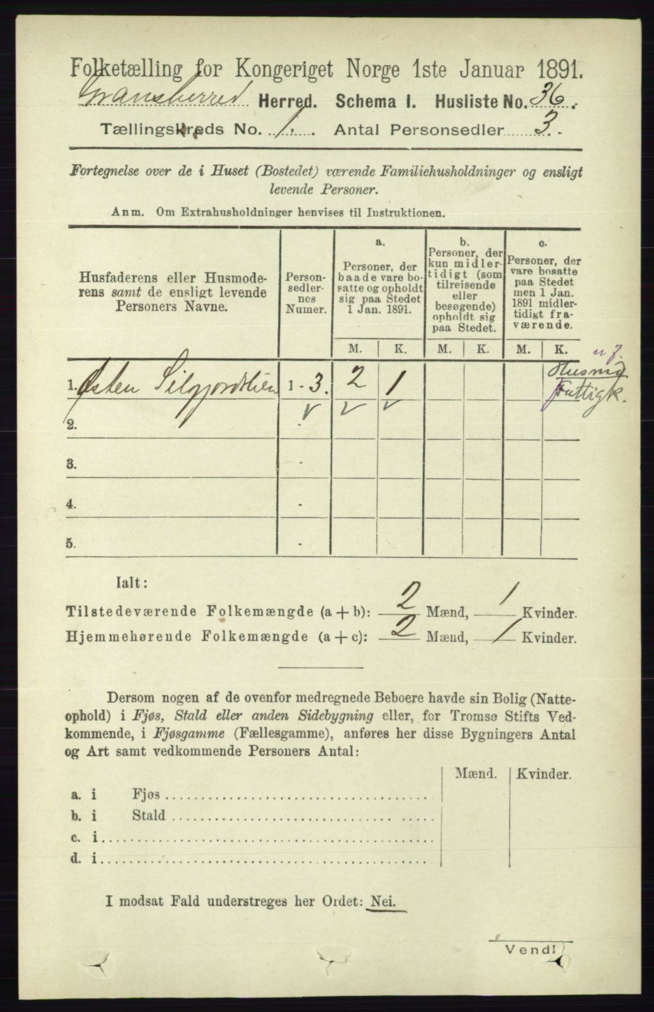 RA, Folketelling 1891 for 0824 Gransherad herred, 1891, s. 58