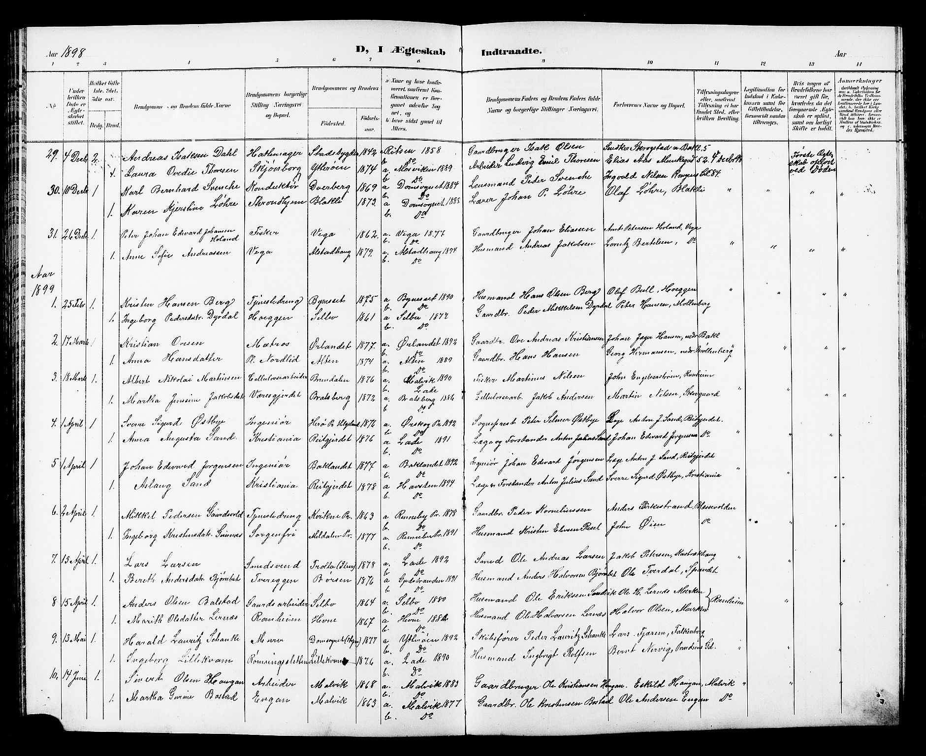 Ministerialprotokoller, klokkerbøker og fødselsregistre - Sør-Trøndelag, AV/SAT-A-1456/606/L0313: Klokkerbok nr. 606C09, 1895-1910