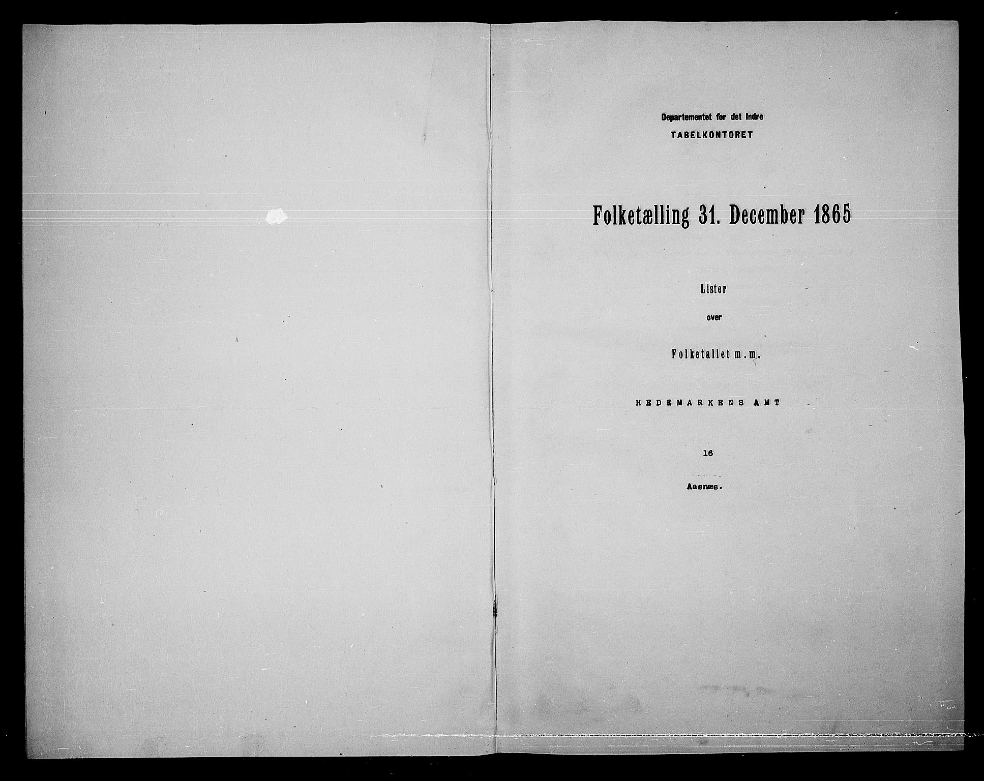 RA, Folketelling 1865 for 0425P Åsnes prestegjeld, 1865, s. 3
