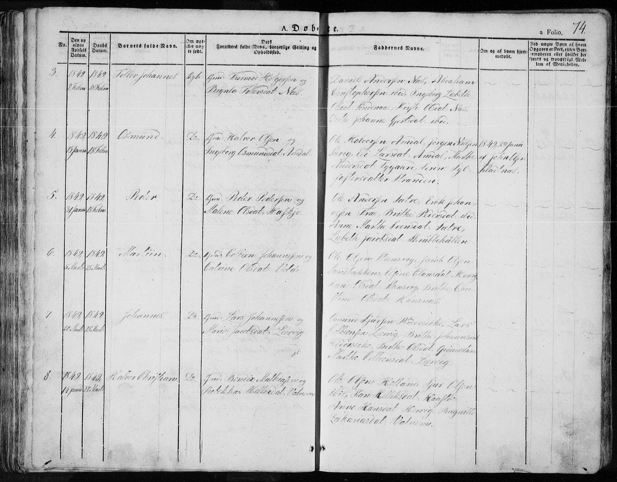 Tysvær sokneprestkontor, AV/SAST-A -101864/H/Ha/Haa/L0001: Ministerialbok nr. A 1.1, 1831-1856, s. 74