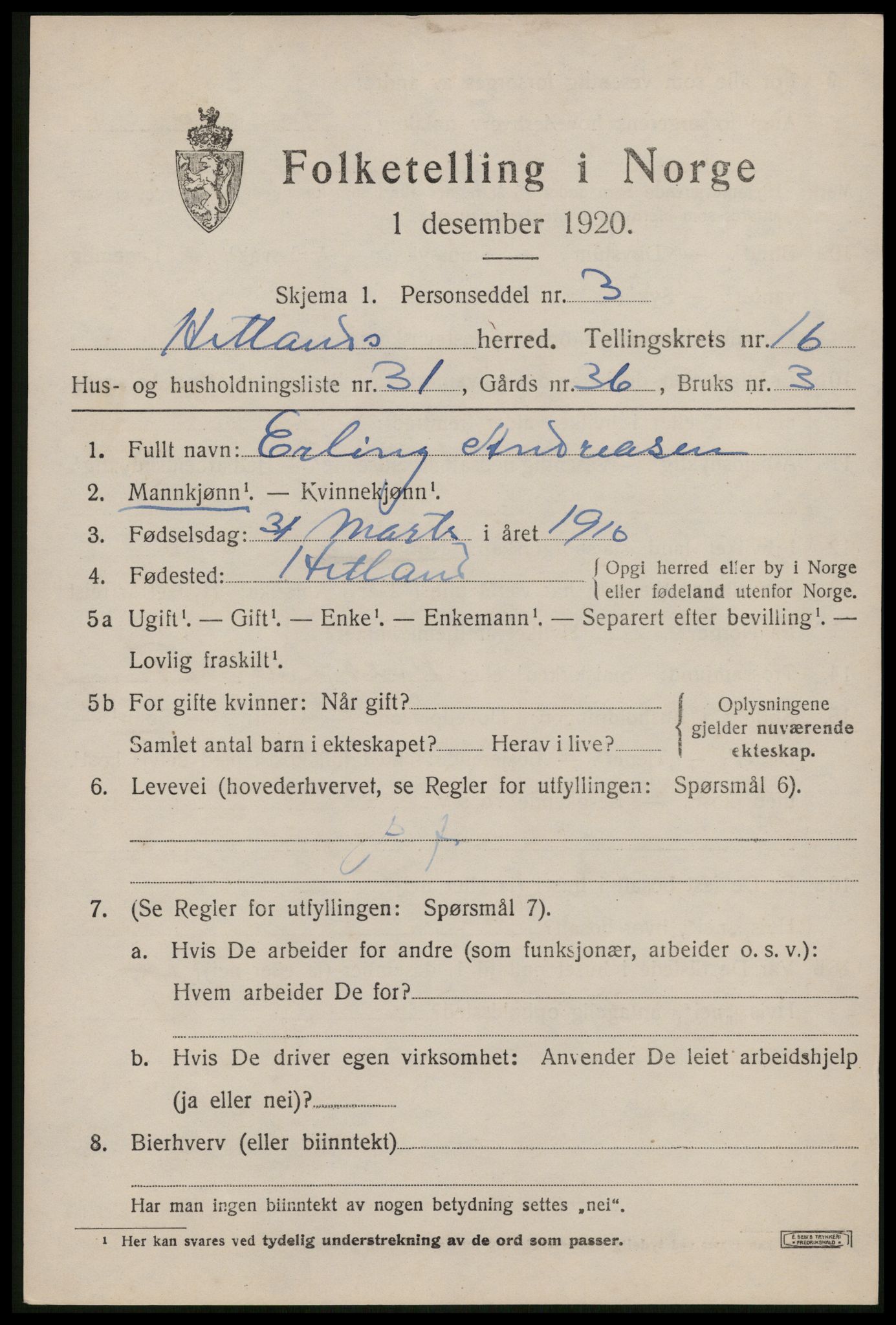SAST, Folketelling 1920 for 1126 Hetland herred, 1920, s. 23467