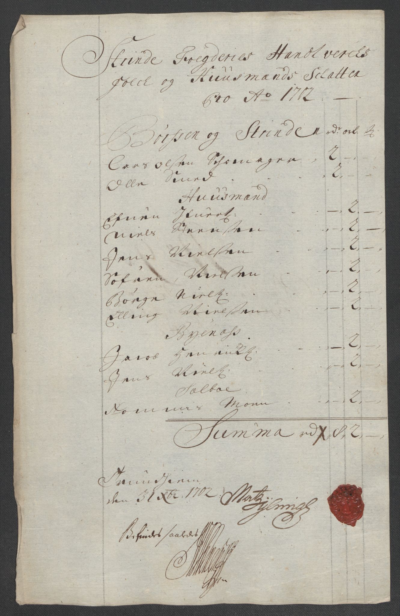 Rentekammeret inntil 1814, Reviderte regnskaper, Fogderegnskap, AV/RA-EA-4092/R61/L4108: Fogderegnskap Strinda og Selbu, 1701-1703, s. 205