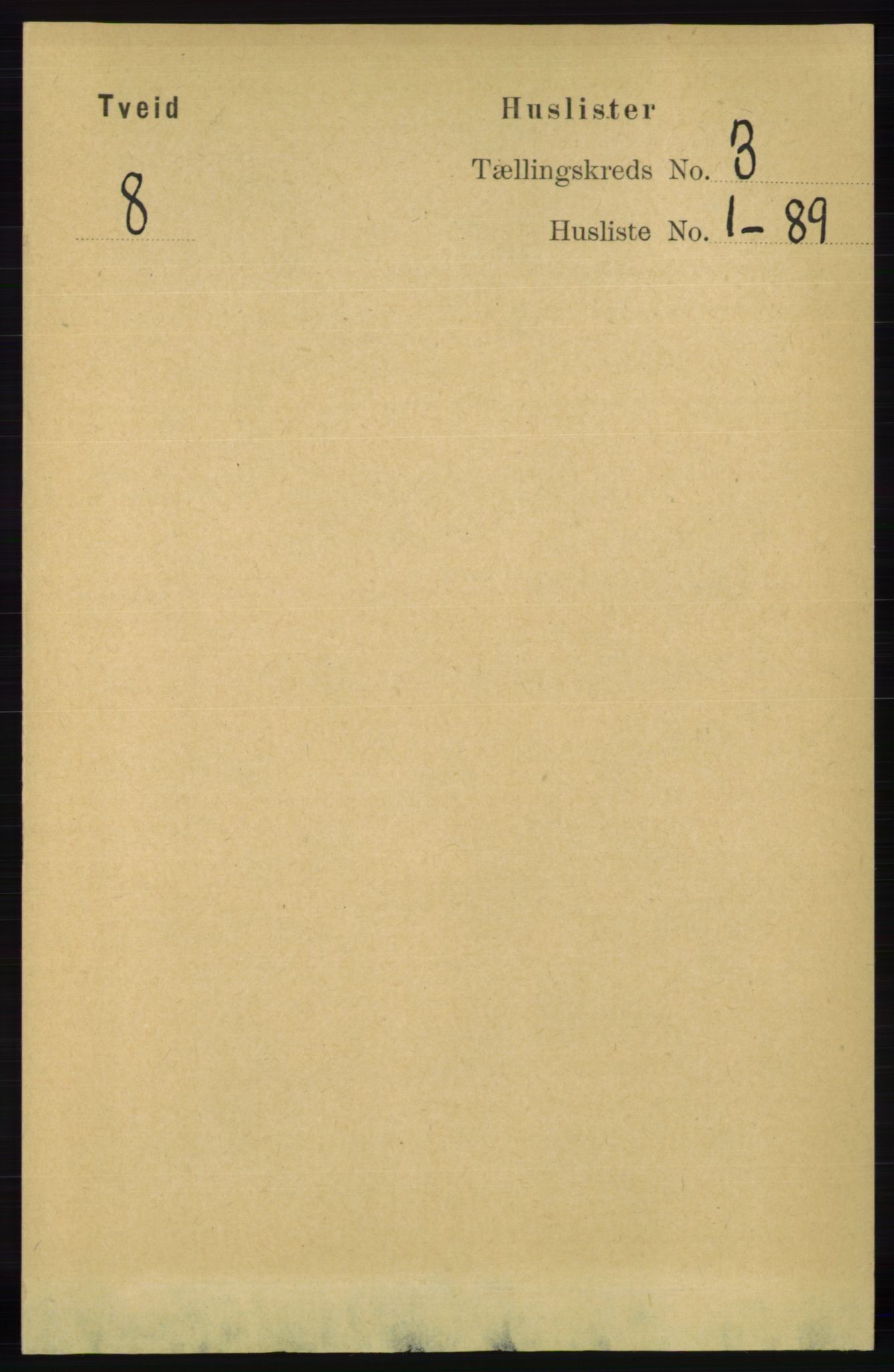 RA, Folketelling 1891 for 1013 Tveit herred, 1891, s. 1087
