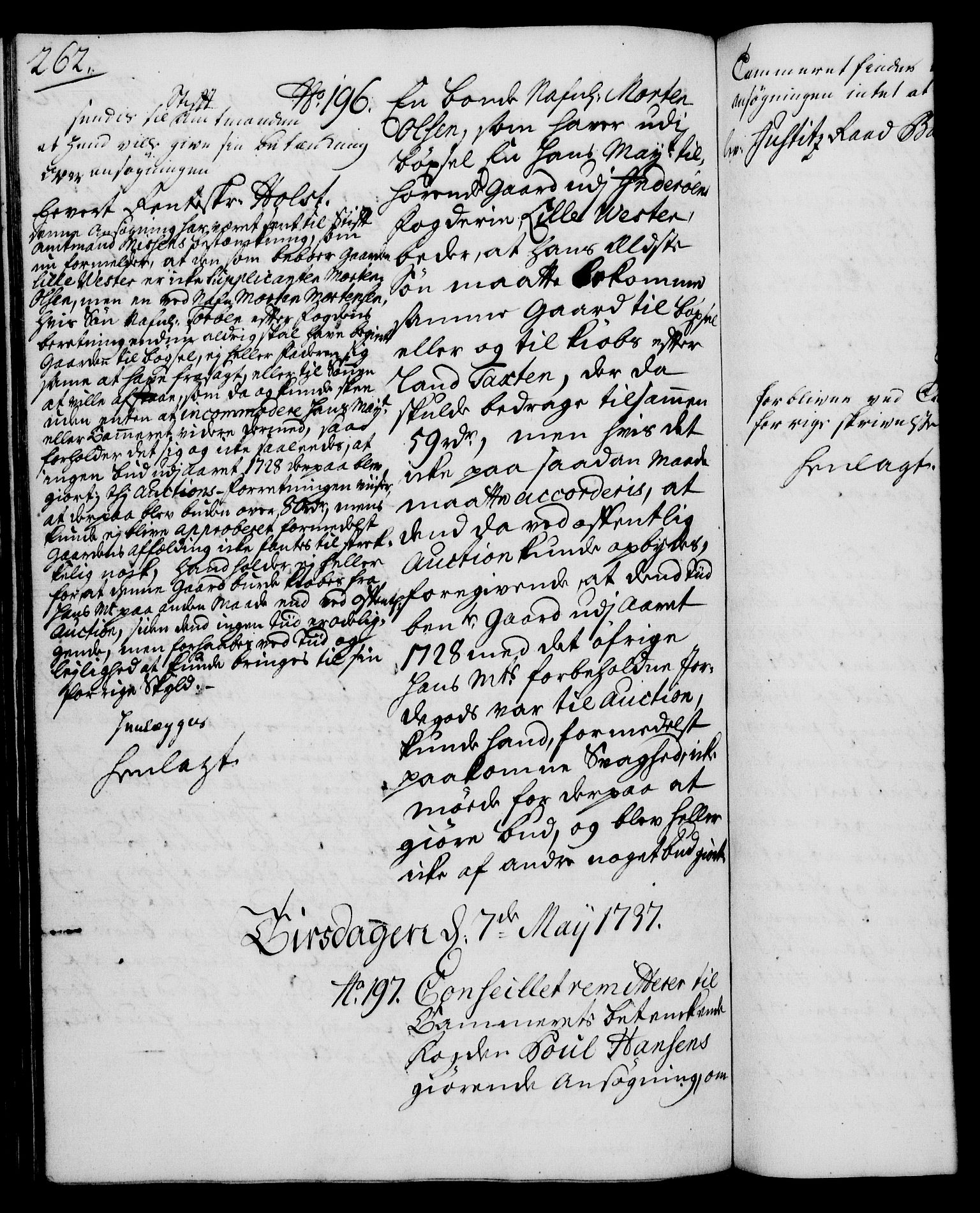 Rentekammeret, Kammerkanselliet, AV/RA-EA-3111/G/Gh/Gha/L0019: Norsk ekstraktmemorialprotokoll (merket RK 53.64), 1736-1737, s. 262