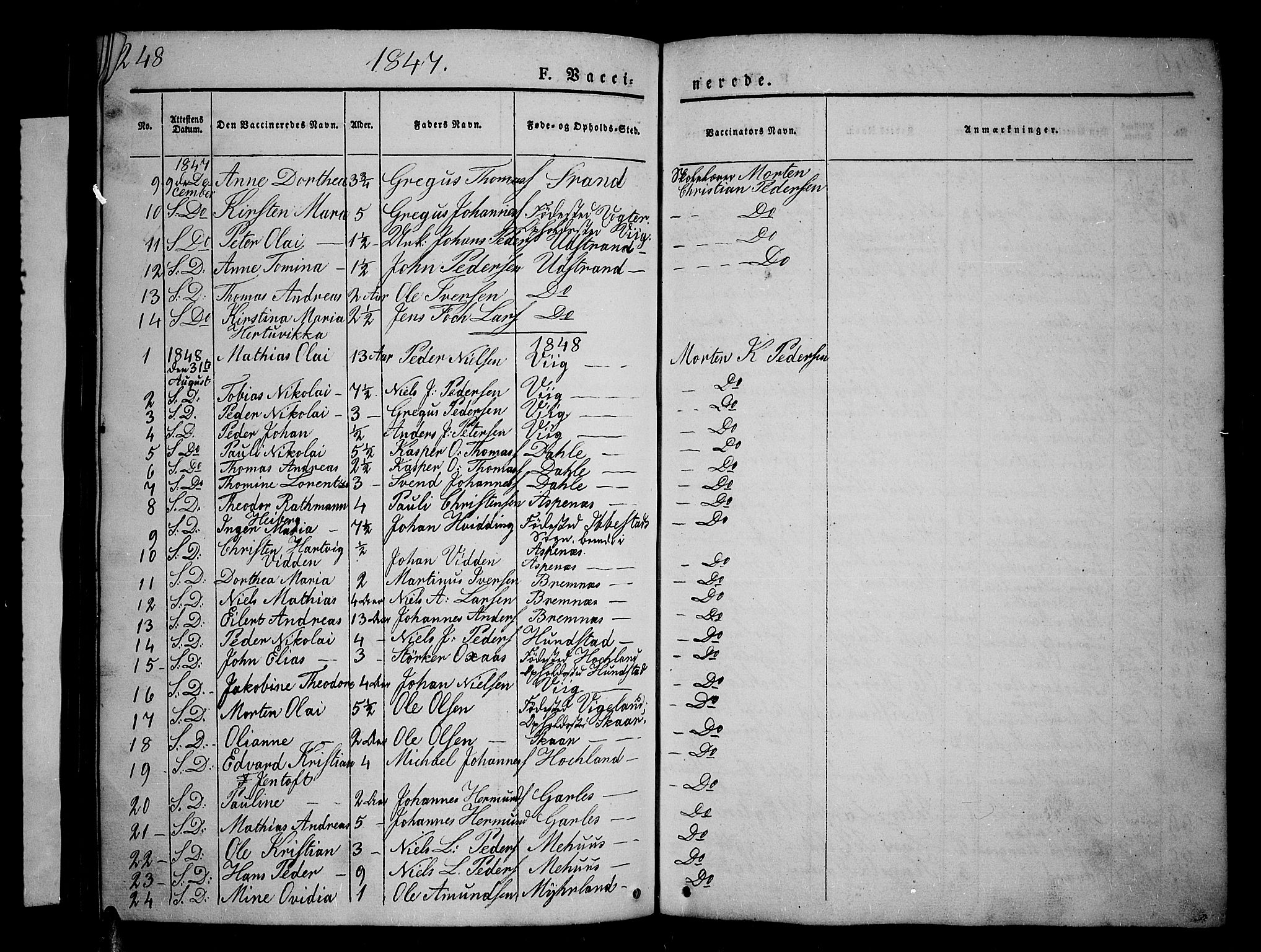 Kvæfjord sokneprestkontor, AV/SATØ-S-1323/G/Ga/Gab/L0002klokker: Klokkerbok nr. 2, 1841-1855, s. 248