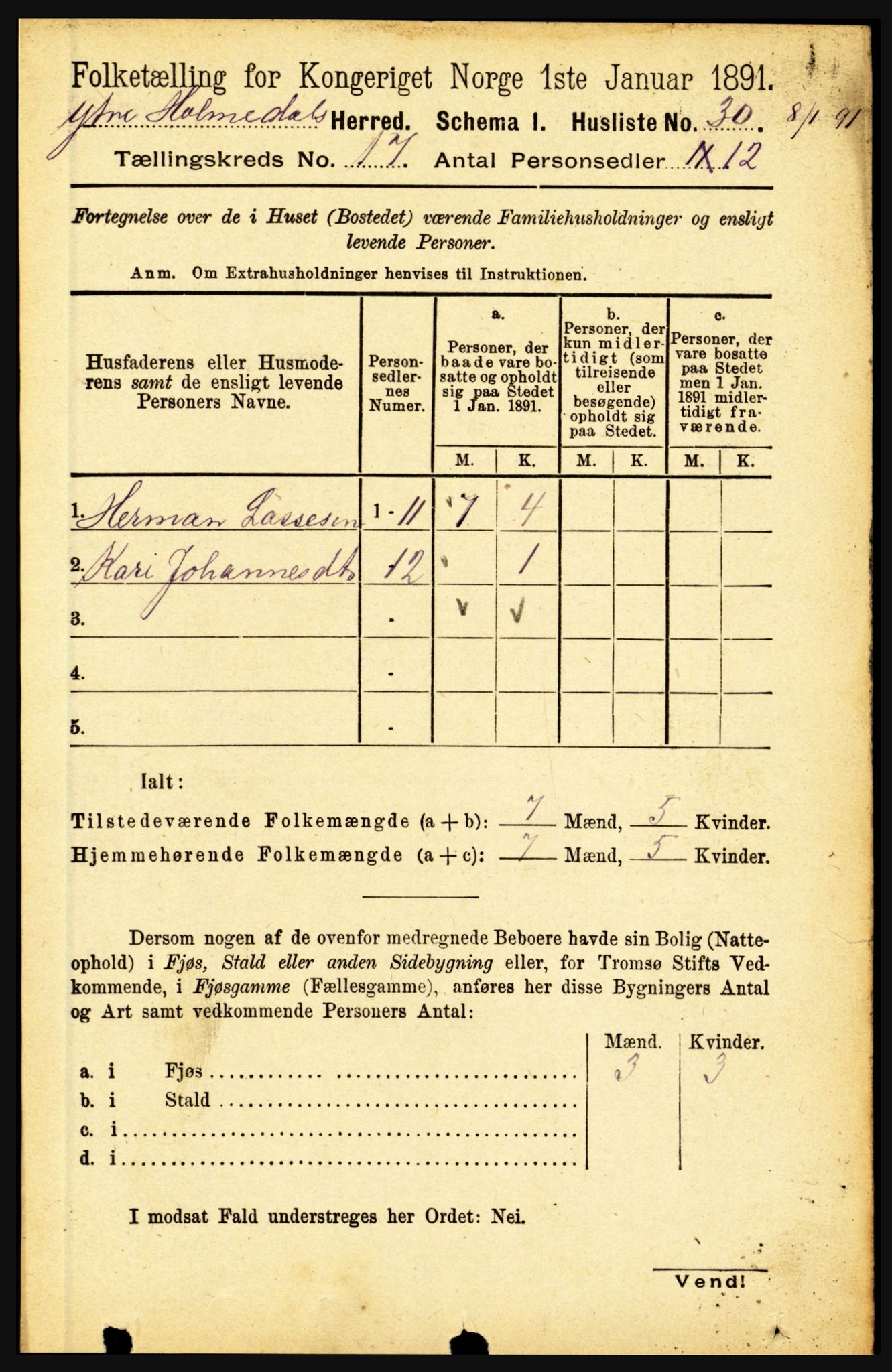 RA, Folketelling 1891 for 1429 Ytre Holmedal herred, 1891, s. 4422