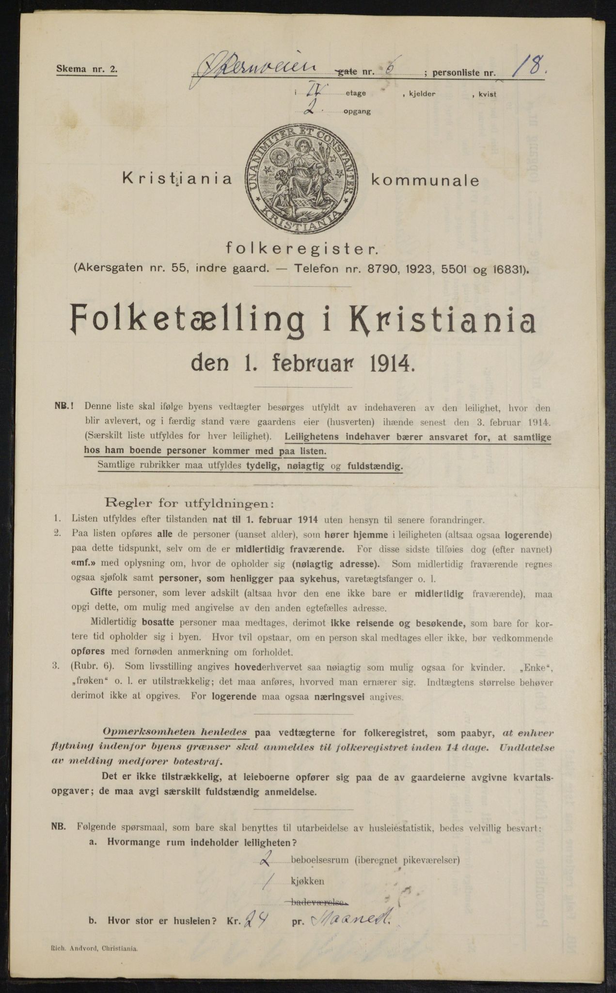 OBA, Kommunal folketelling 1.2.1914 for Kristiania, 1914, s. 129767