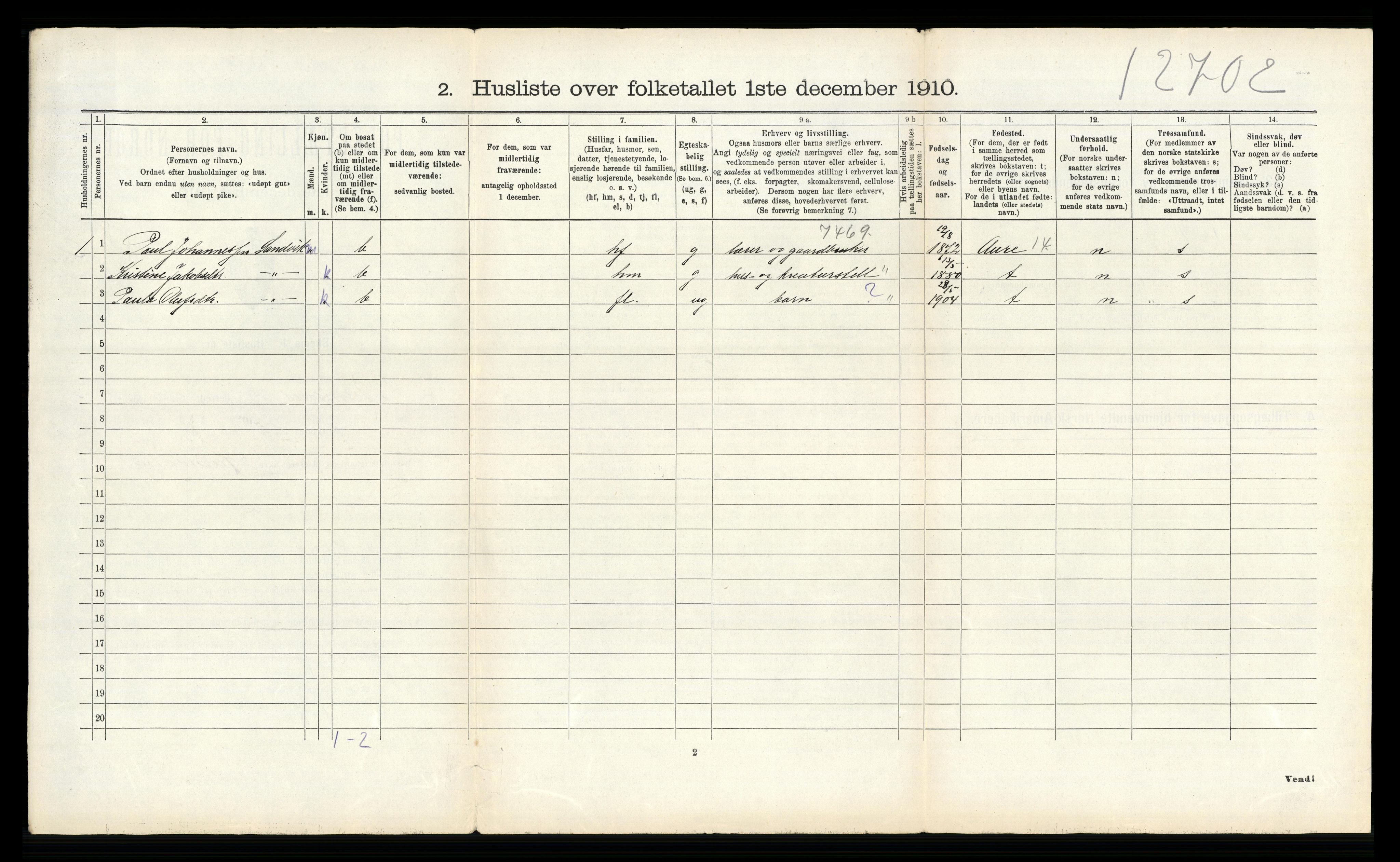 RA, Folketelling 1910 for 1554 Bremsnes herred, 1910, s. 1145