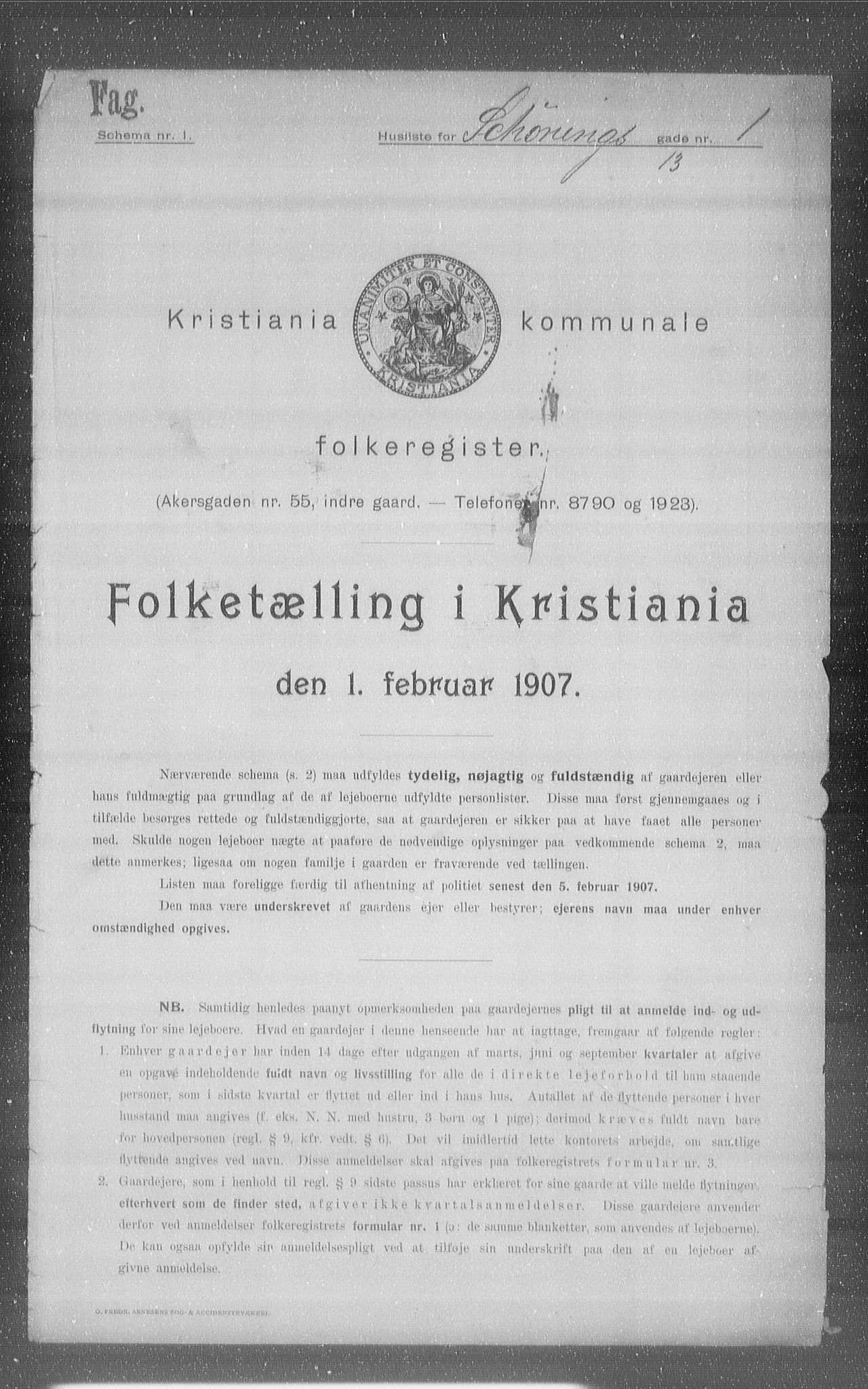 OBA, Kommunal folketelling 1.2.1907 for Kristiania kjøpstad, 1907, s. 47641