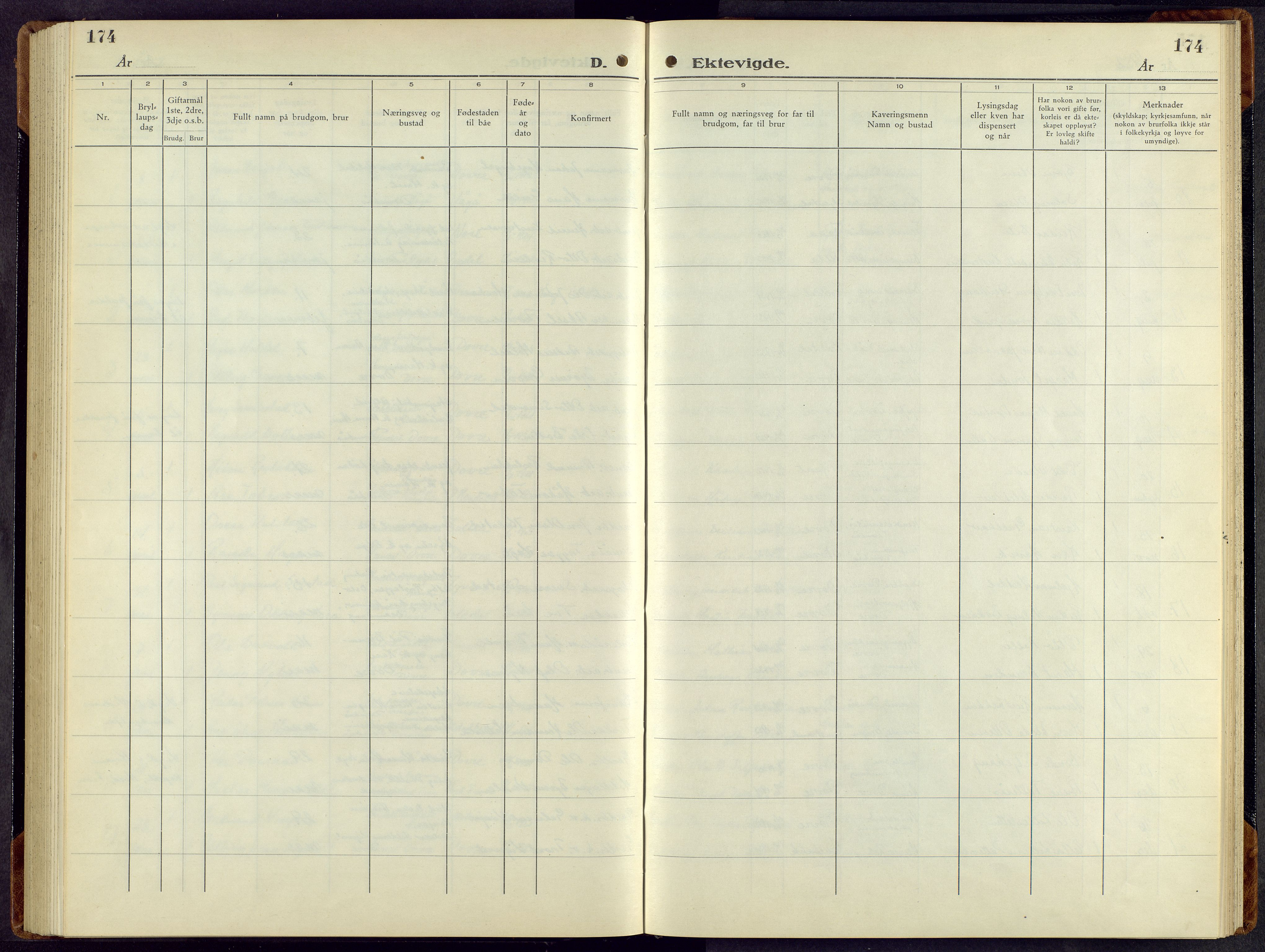 Dovre prestekontor, AV/SAH-PREST-066/H/Ha/Hab/L0005: Klokkerbok nr. 5, 1950-1966, s. 174