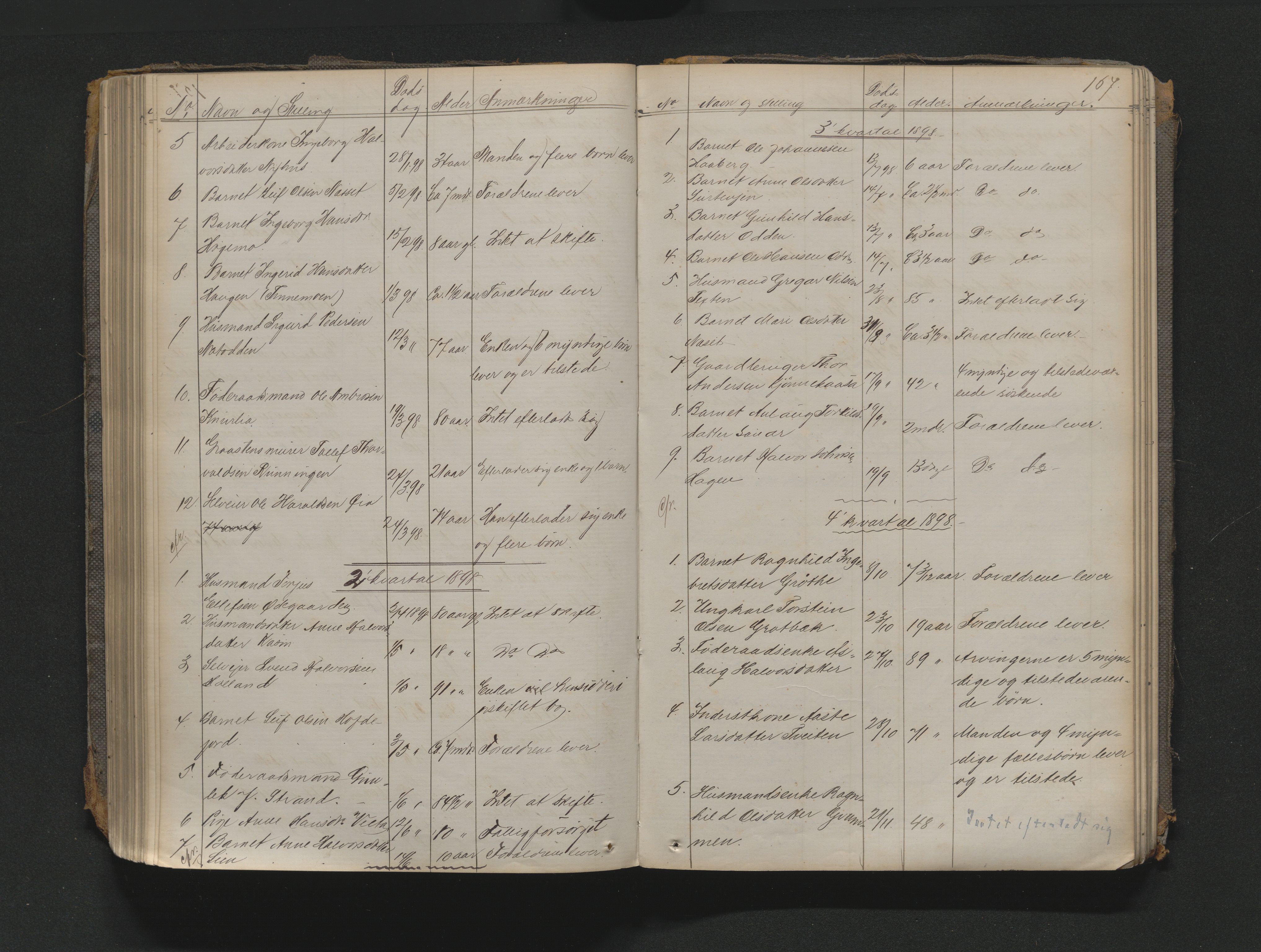 Nedre Telemark sorenskriveri, AV/SAKO-A-135/H/Ha/Haa/L0001: Dødsanmeldeldelsesprotokoll, 1867-1901, s. 166b-167a