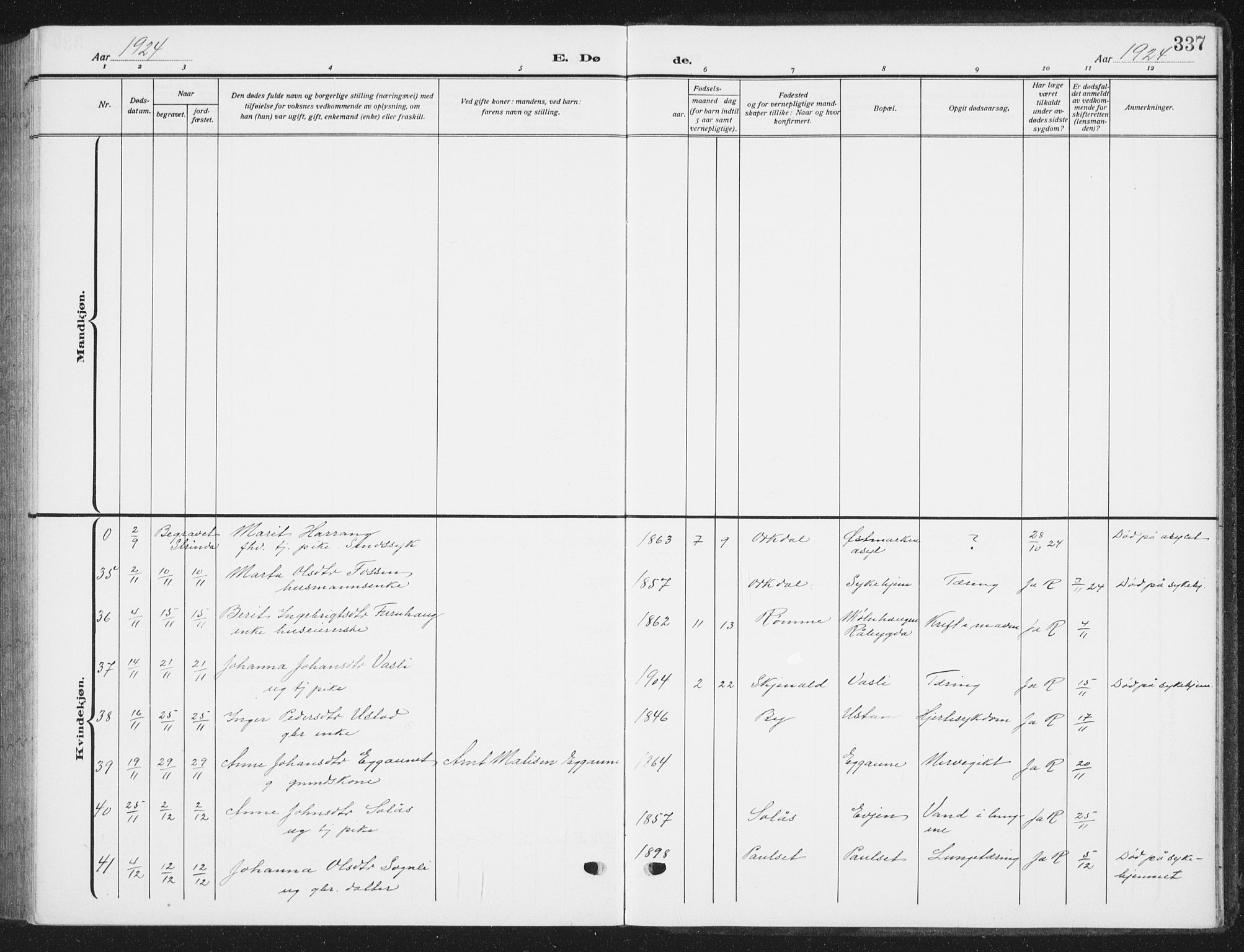 Ministerialprotokoller, klokkerbøker og fødselsregistre - Sør-Trøndelag, SAT/A-1456/668/L0820: Klokkerbok nr. 668C09, 1912-1936, s. 337