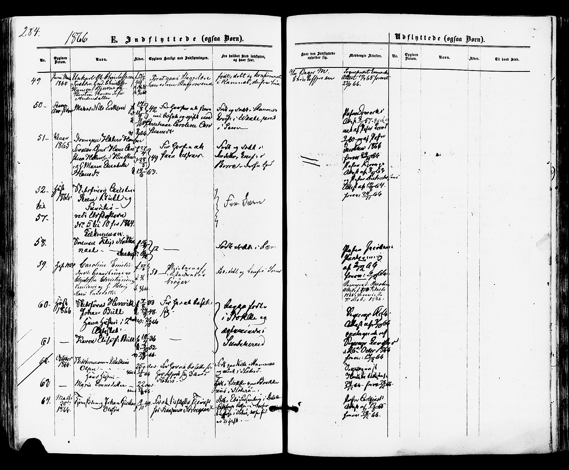 Tønsberg kirkebøker, AV/SAKO-A-330/F/Fa/L0009: Ministerialbok nr. I 9, 1865-1873, s. 284