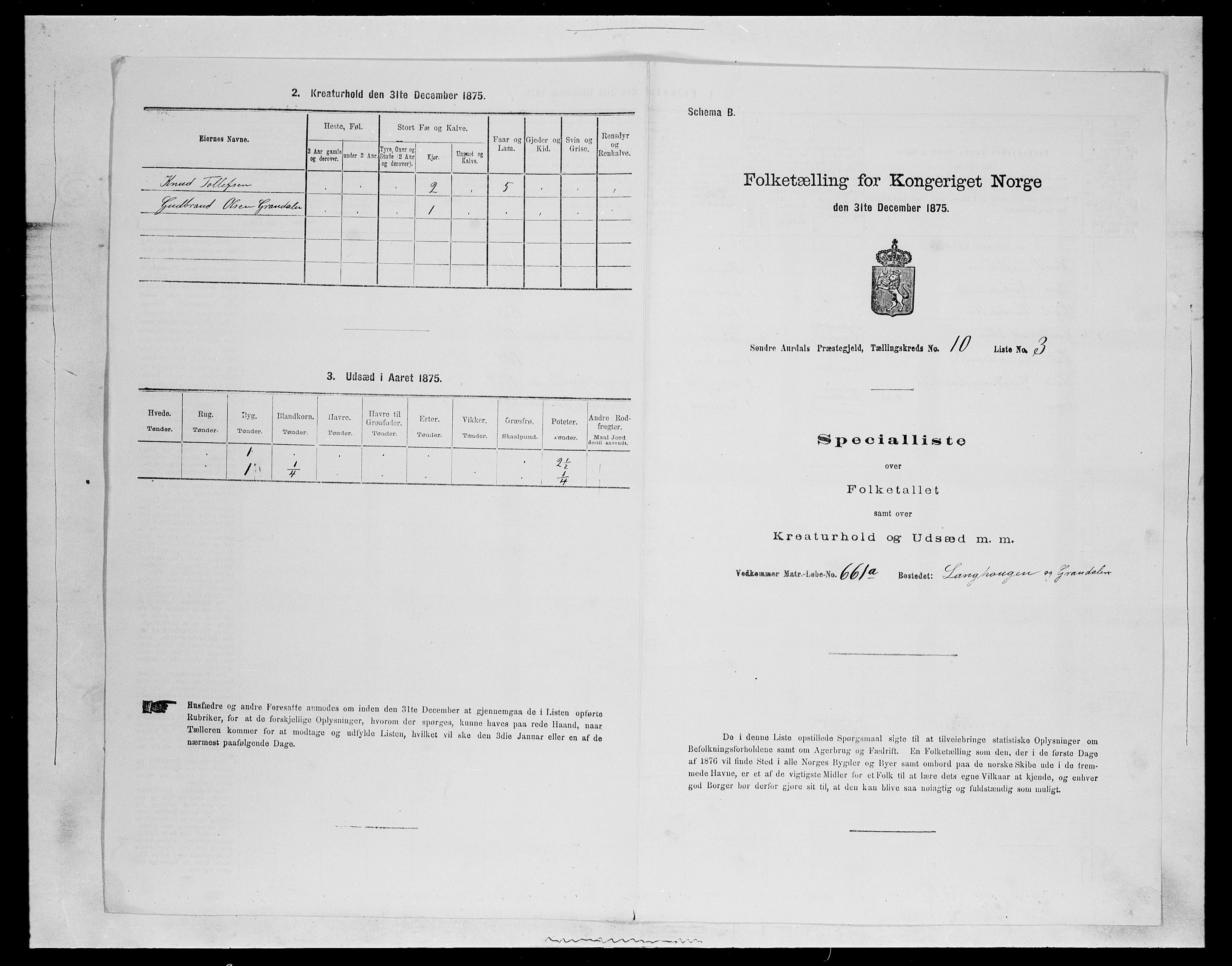 SAH, Folketelling 1875 for 0540P Sør-Aurdal prestegjeld, 1875, s. 1676