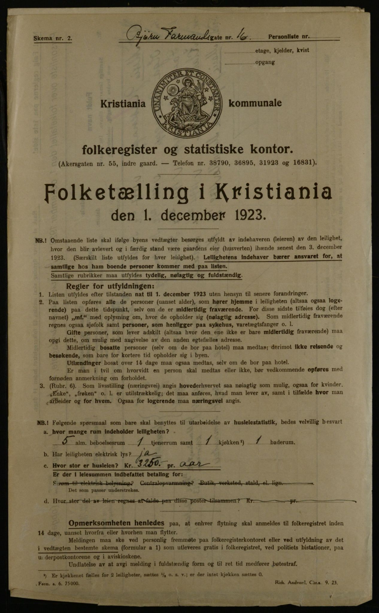 OBA, Kommunal folketelling 1.12.1923 for Kristiania, 1923, s. 7751