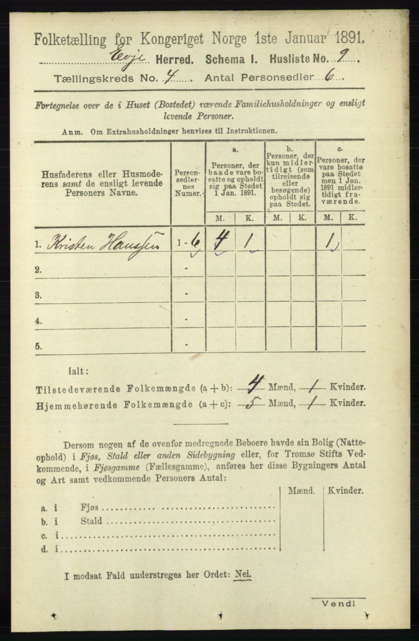 RA, Folketelling 1891 for 0937 Evje herred, 1891, s. 933