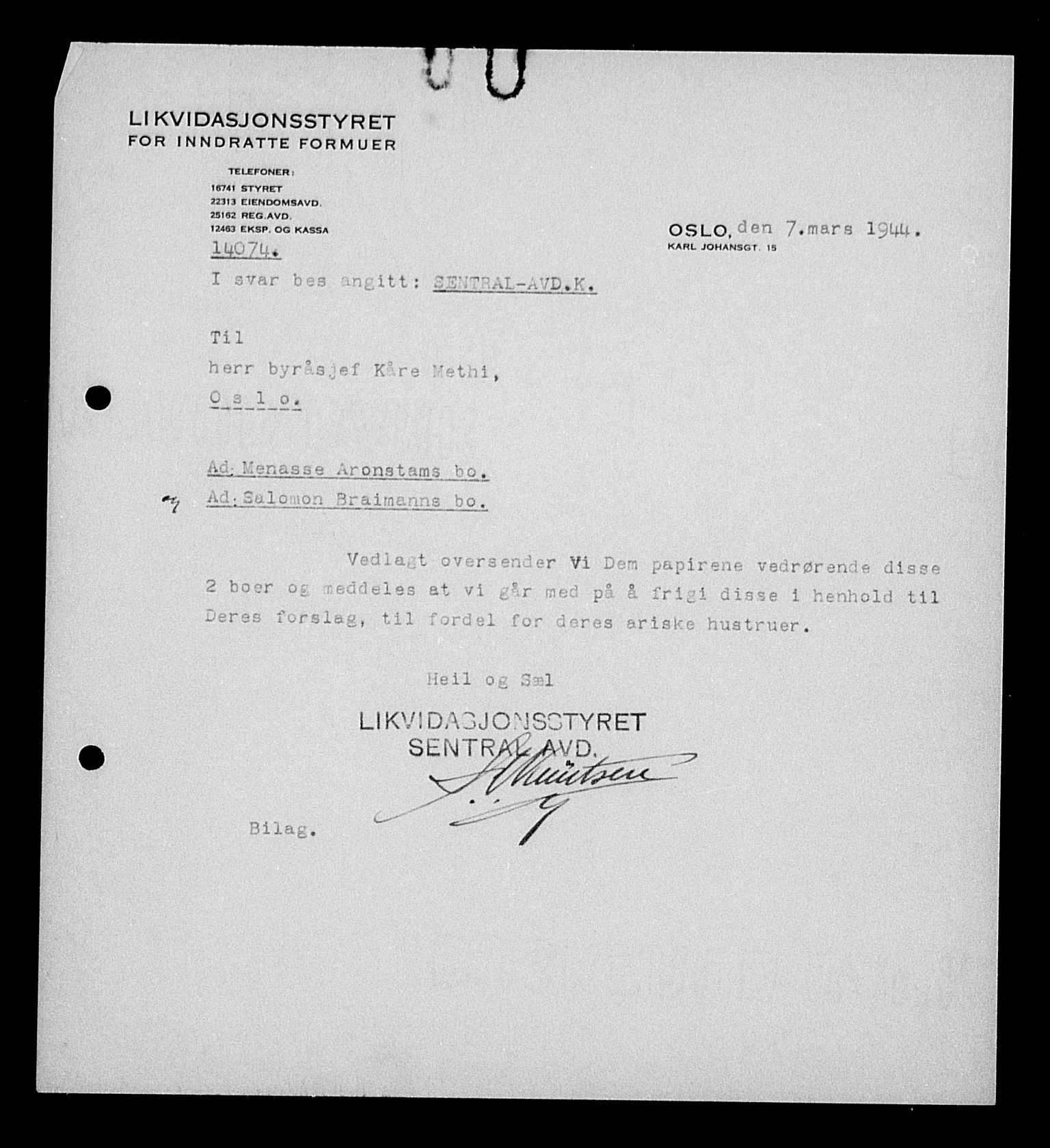 Justisdepartementet, Tilbakeføringskontoret for inndratte formuer, AV/RA-S-1564/H/Hc/Hcc/L0927: --, 1945-1947, s. 447