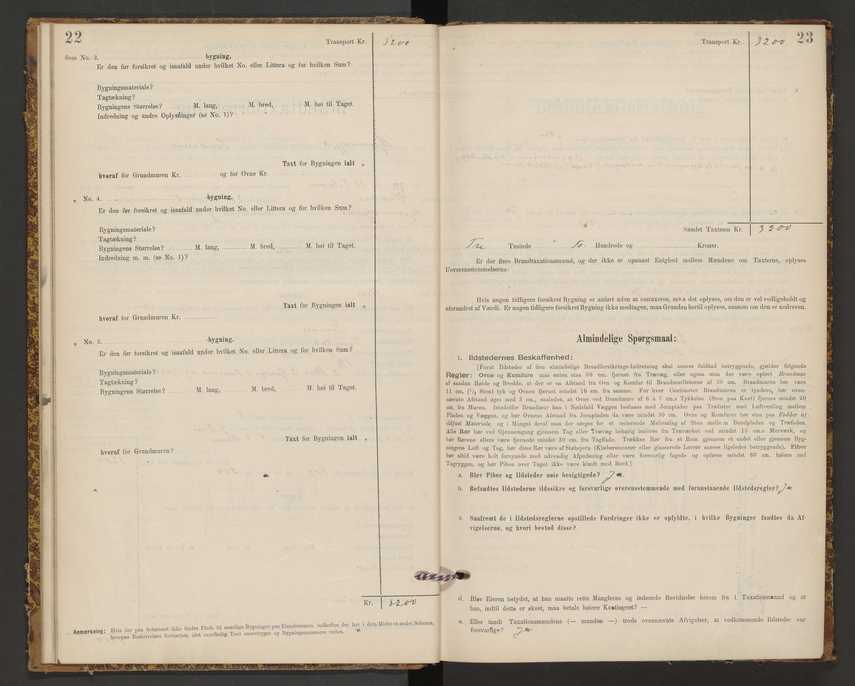 Norges Brannkasse Hjørundfjord, AV/SAT-A-5490/F/Fb/L0001: Branntakstprotokoll, 1911-1949, s. 22-23