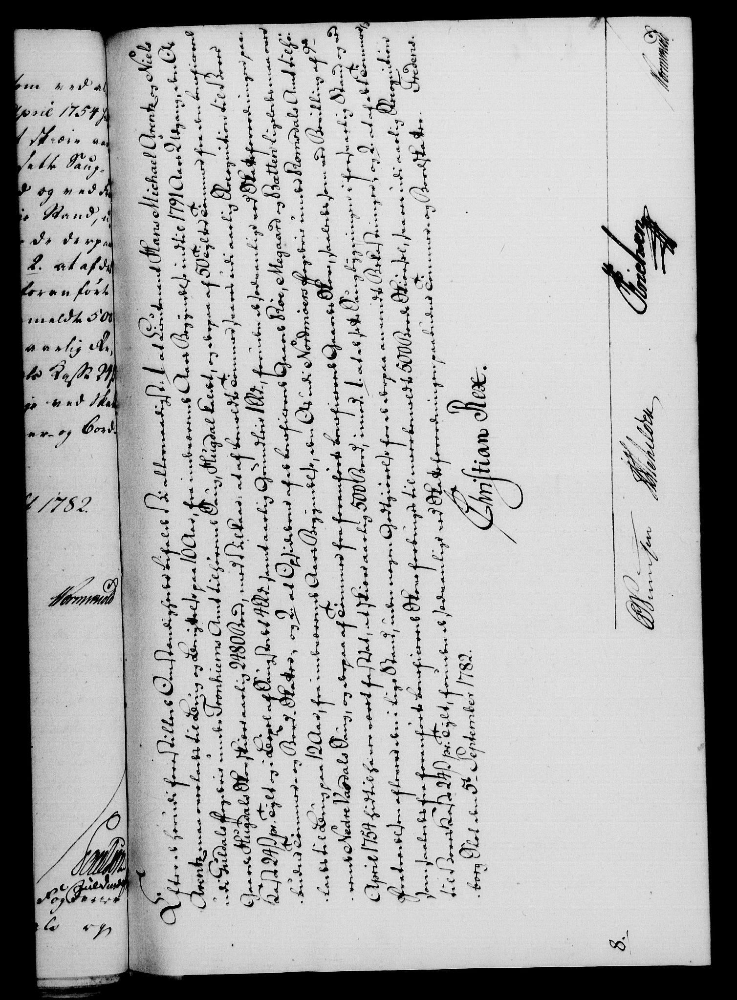 Rentekammeret, Kammerkanselliet, RA/EA-3111/G/Gf/Gfa/L0064: Norsk relasjons- og resolusjonsprotokoll (merket RK 52.64), 1782, s. 465