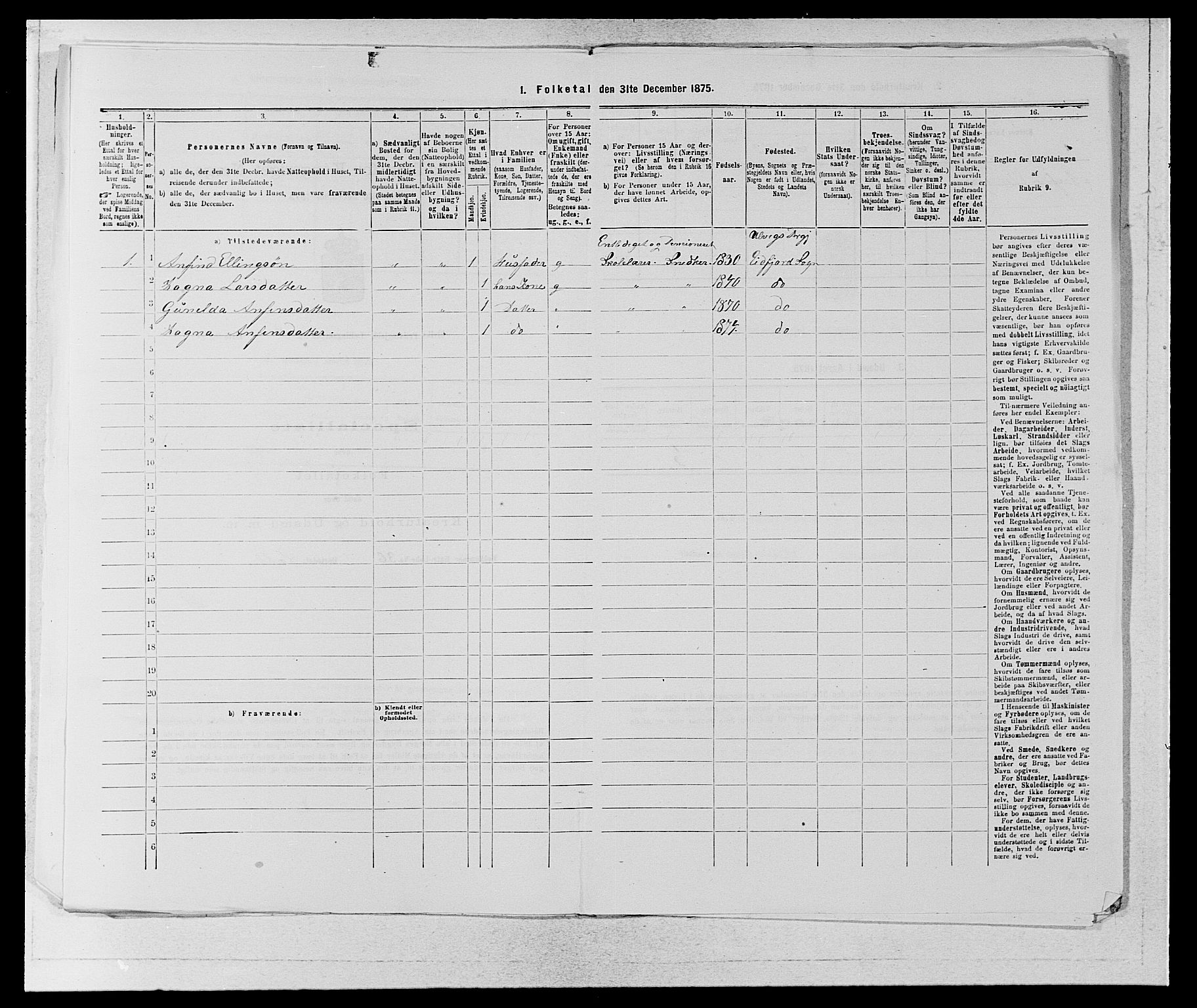 SAB, Folketelling 1875 for 1233P Ulvik prestegjeld, 1875, s. 1286