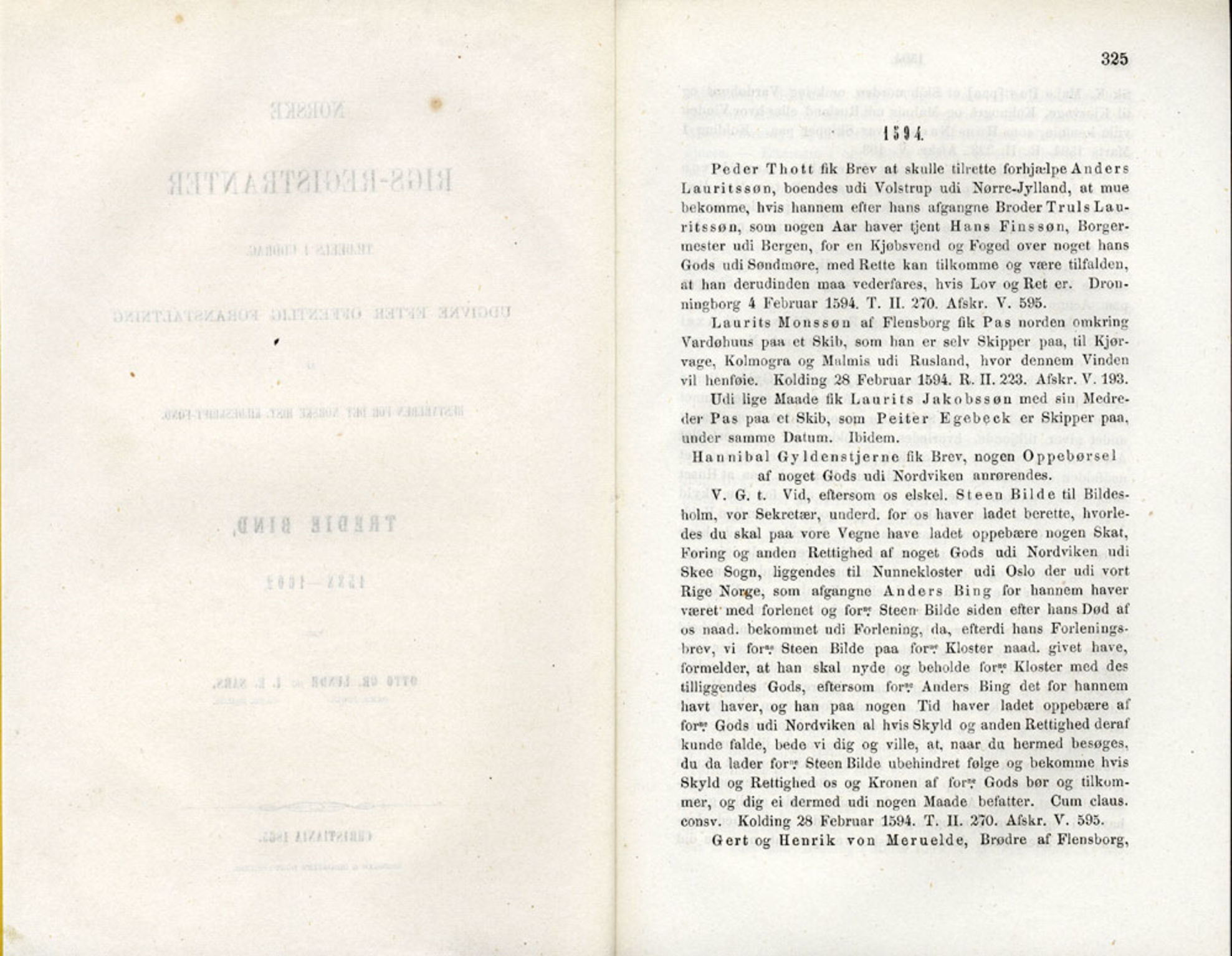 Publikasjoner utgitt av Det Norske Historiske Kildeskriftfond, PUBL/-/-/-: Norske Rigs-Registranter, bind 3, 1588-1602, s. 325