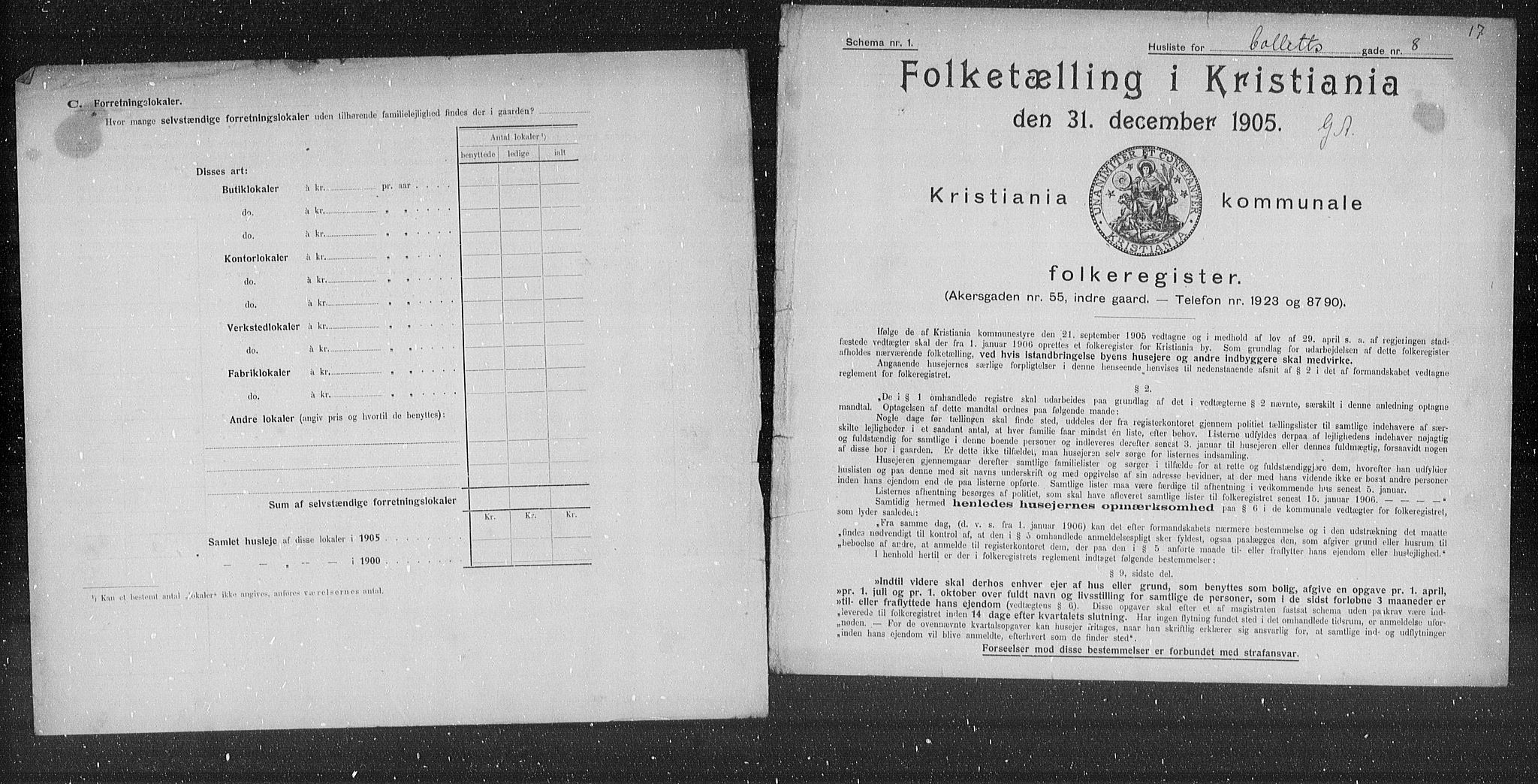 OBA, Kommunal folketelling 31.12.1905 for Kristiania kjøpstad, 1905, s. 6795