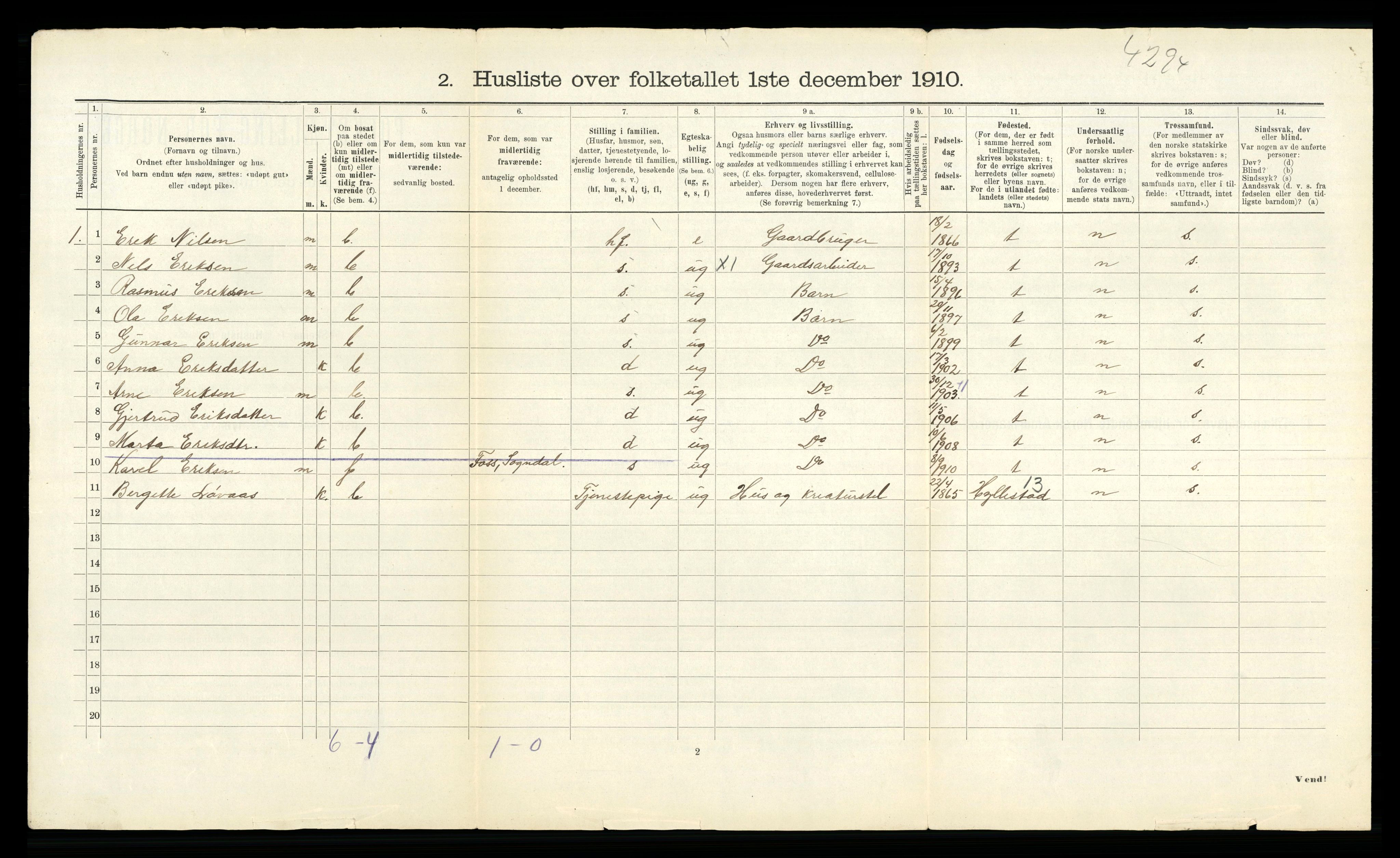 RA, Folketelling 1910 for 1420 Sogndal herred, 1910, s. 51