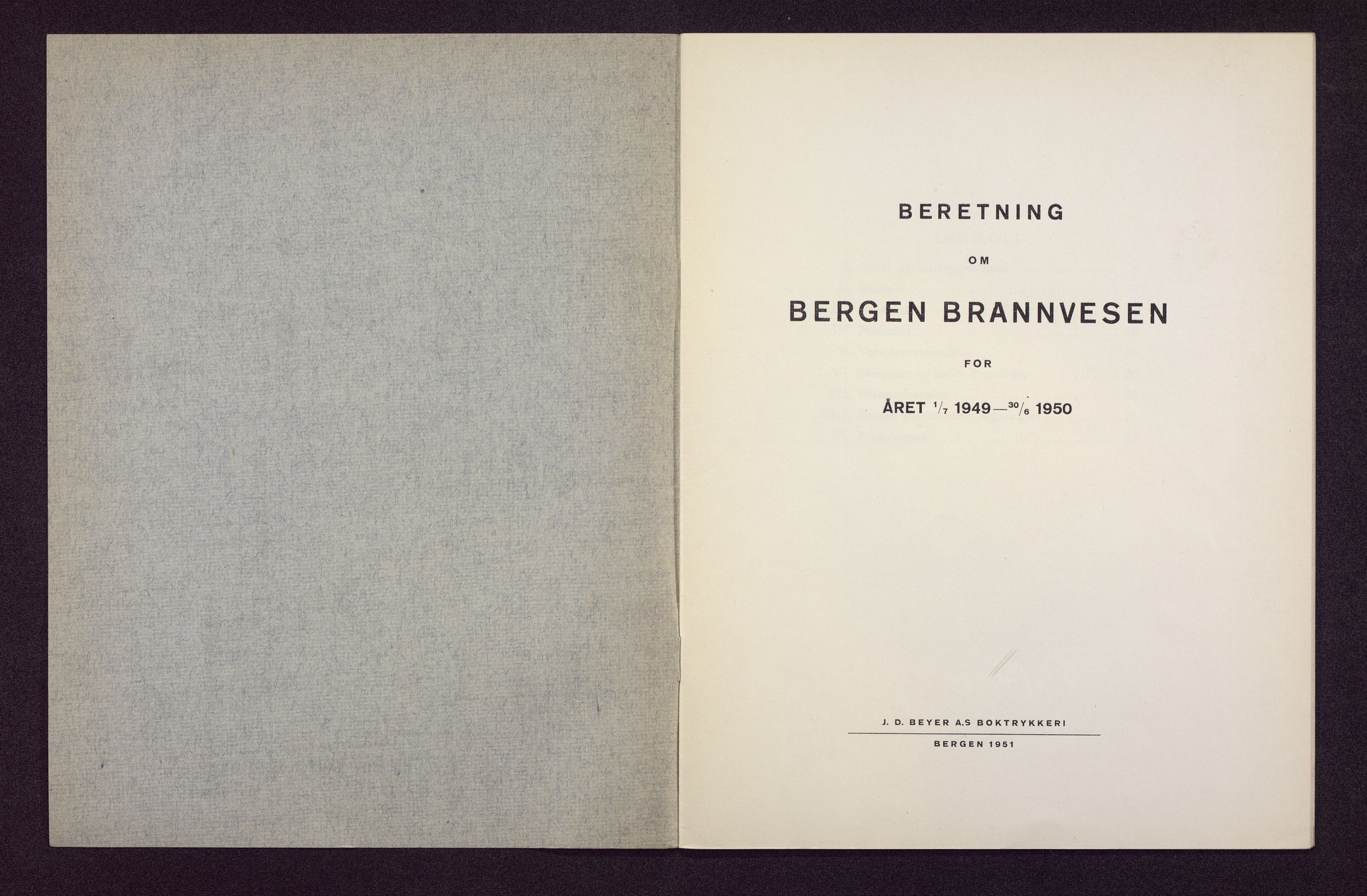 Bergen kommune. Brannvesenet (1863-1971), BBA/A-1181/X/Xa/L0019: Årsberetning, 1949-1950