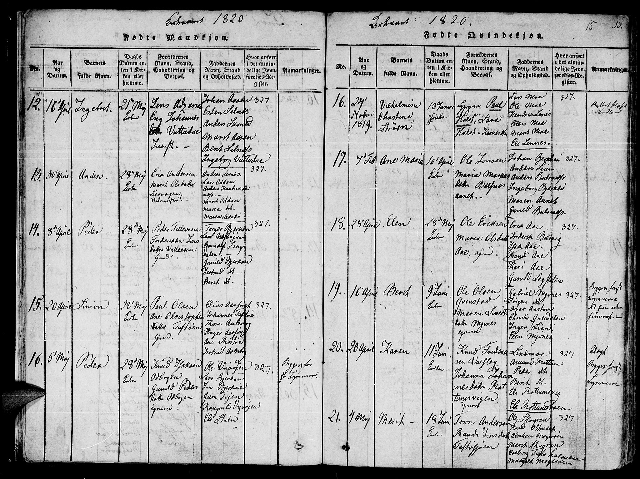 Ministerialprotokoller, klokkerbøker og fødselsregistre - Sør-Trøndelag, SAT/A-1456/630/L0491: Ministerialbok nr. 630A04, 1818-1830, s. 15