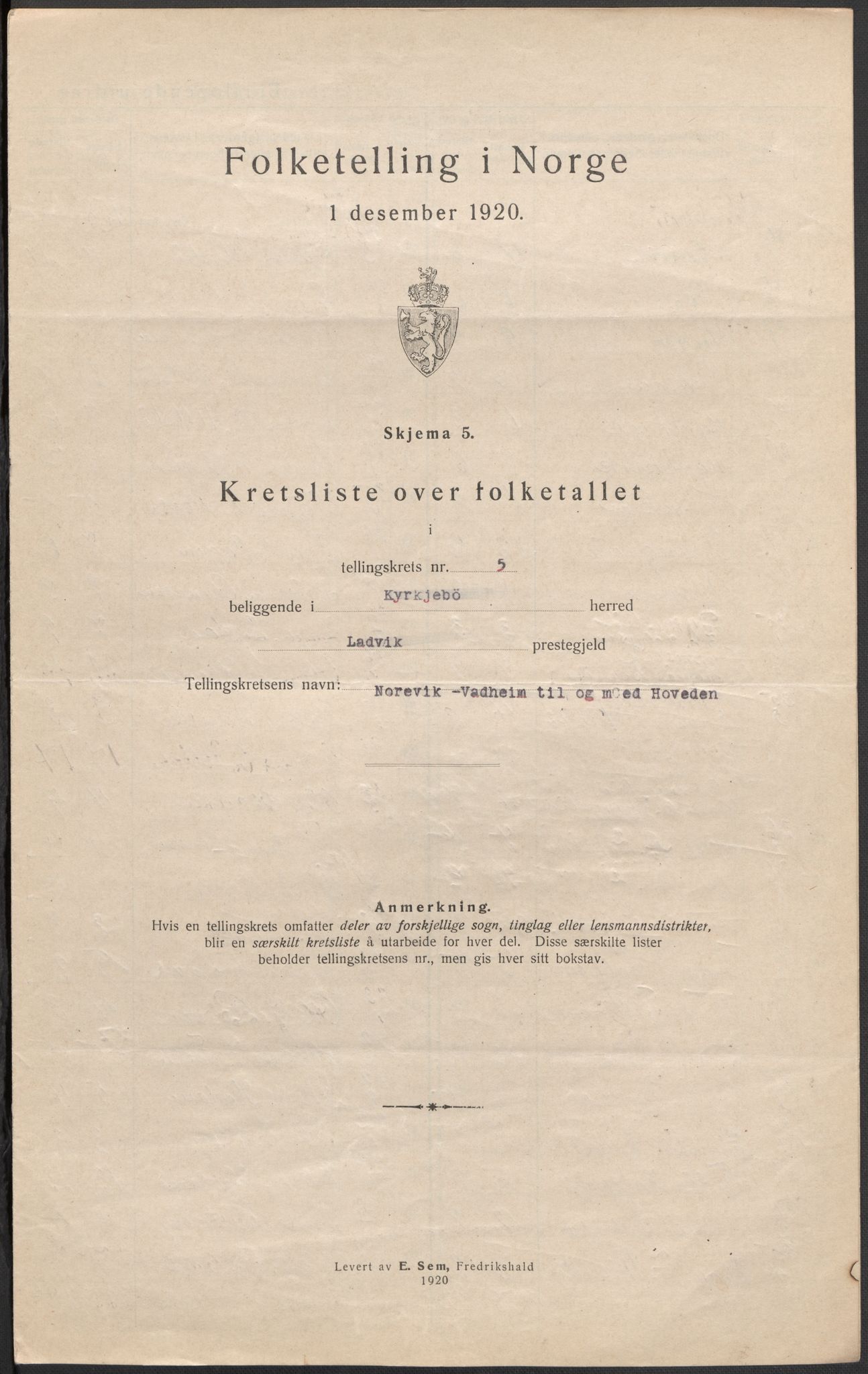 SAB, Folketelling 1920 for 1416 Kyrkjebø herred, 1920, s. 16