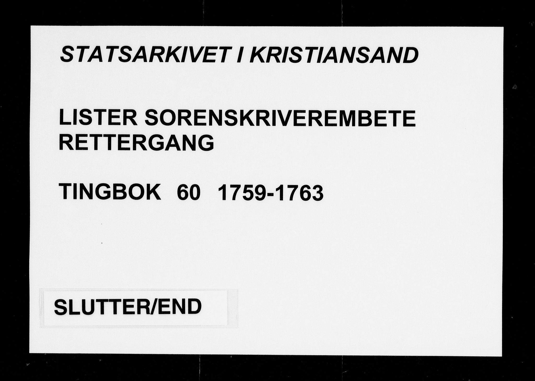 Lister sorenskriveri, AV/SAK-1221-0003/F/Fa/L0060: Tingbok nr 60, 1759-1763