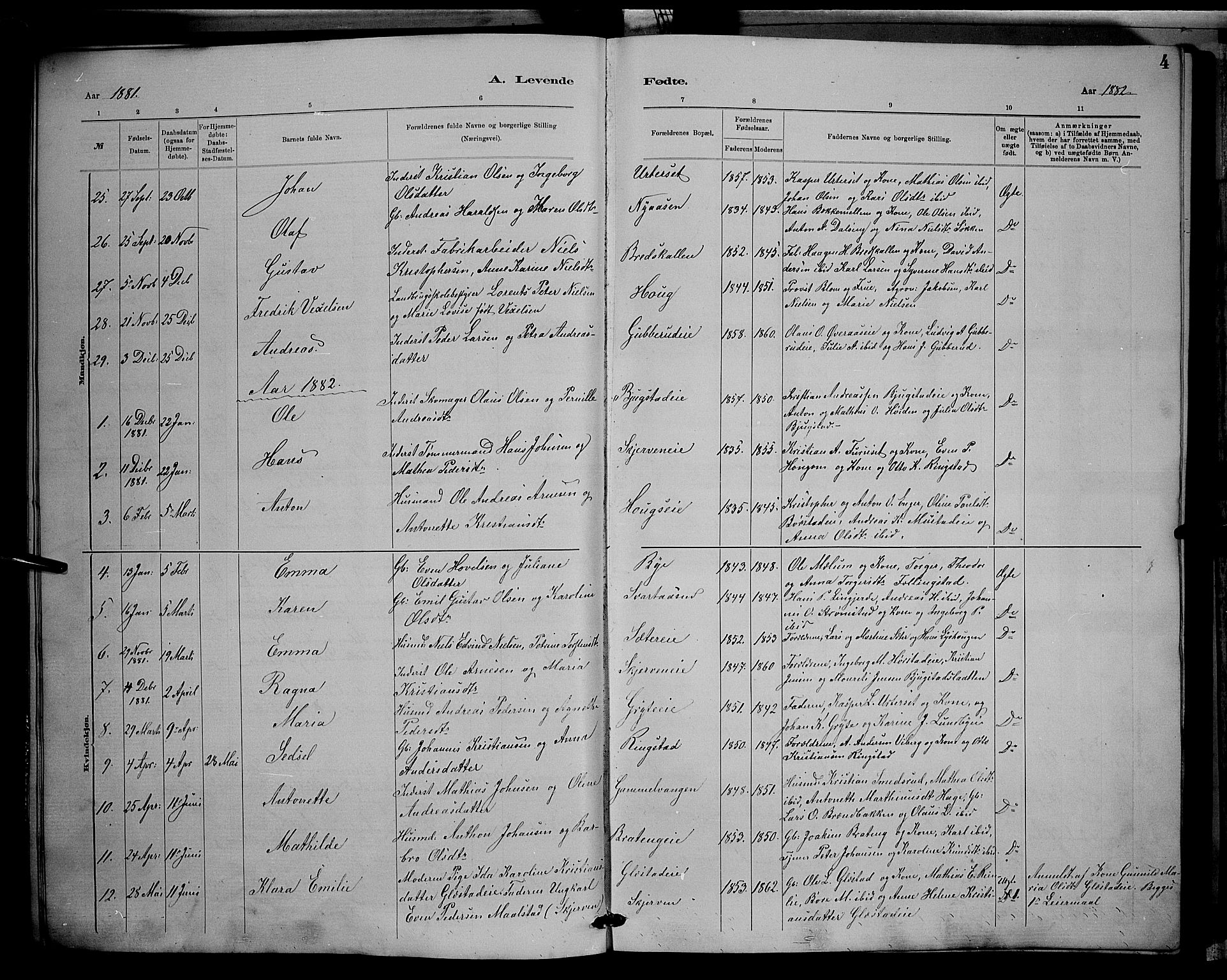 Vardal prestekontor, AV/SAH-PREST-100/H/Ha/Hab/L0008: Klokkerbok nr. 8, 1881-1898, s. 4