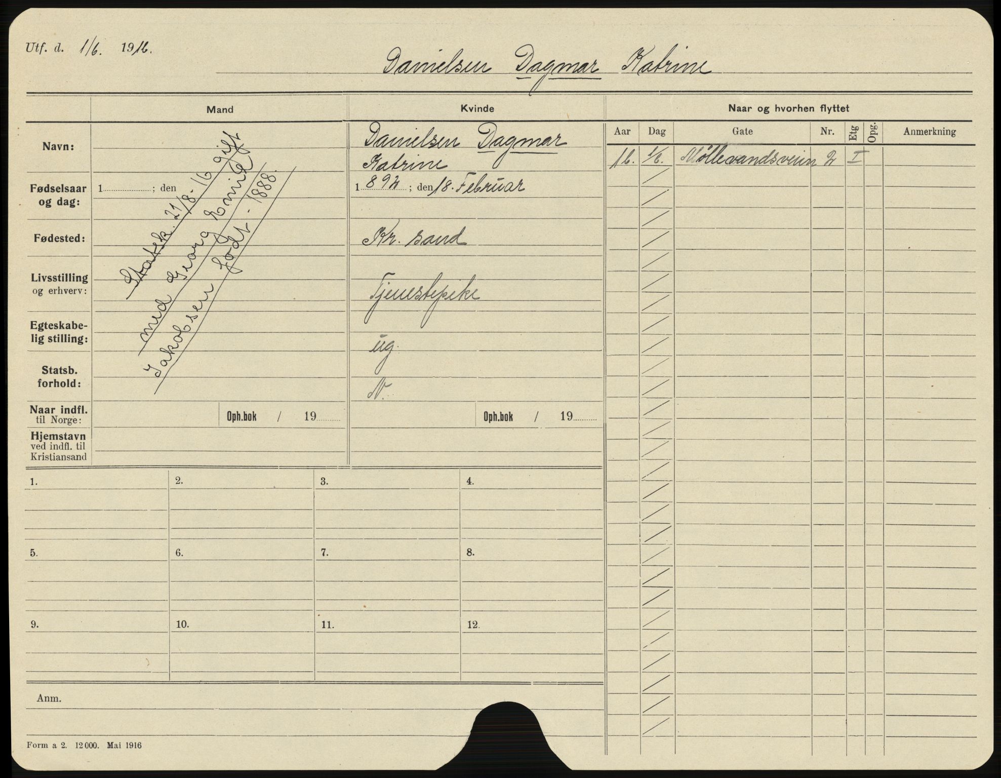 Kristiansand folkeregister, AV/SAK-1341-0030/Hu/L0003: Gifte kvinner, alfabetisk, 1916-1924