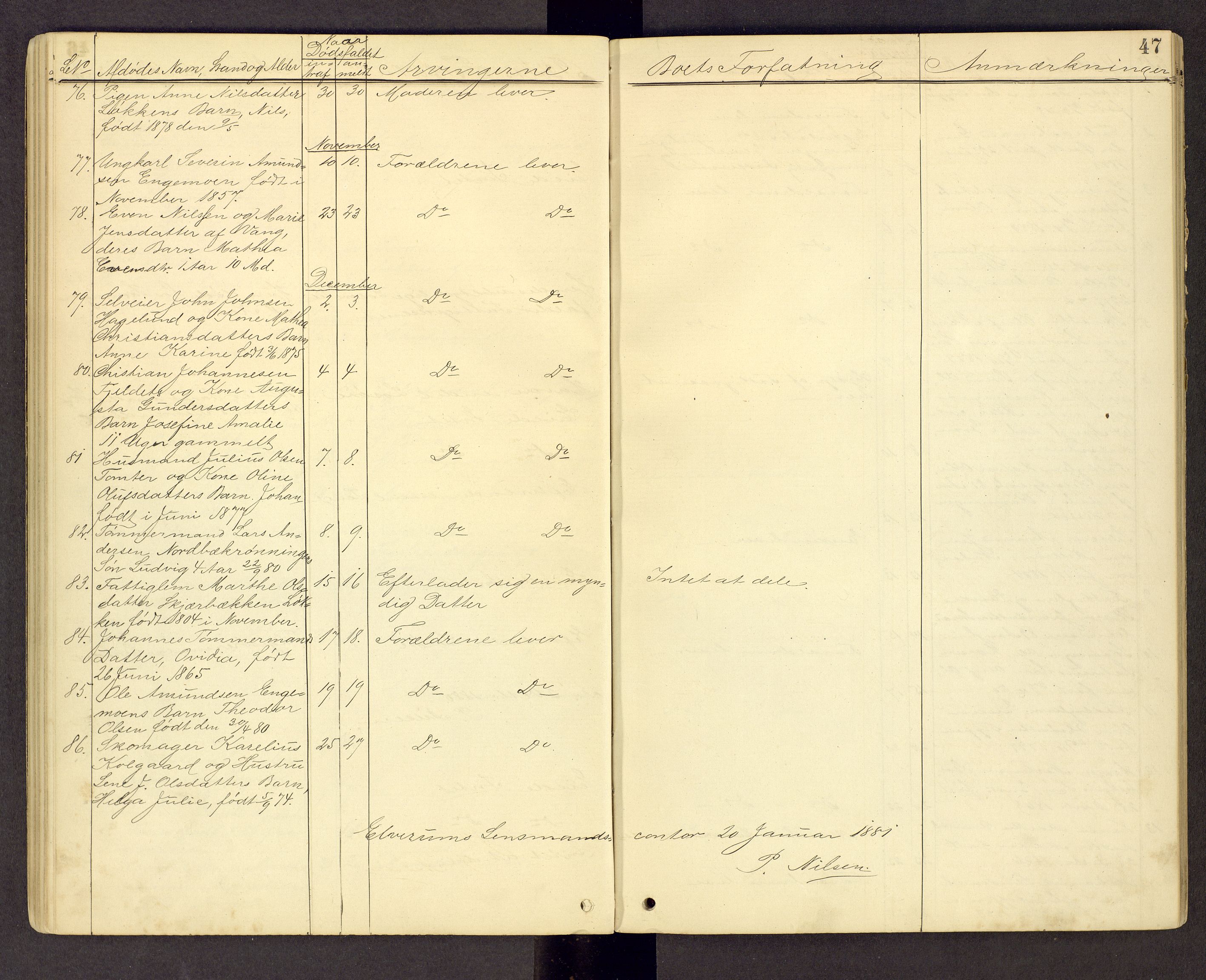 Sør-Østerdal sorenskriveri, AV/SAH-TING-018/J/Jg/L0003: Dødsfallsjournal, 1874-1889, s. 47