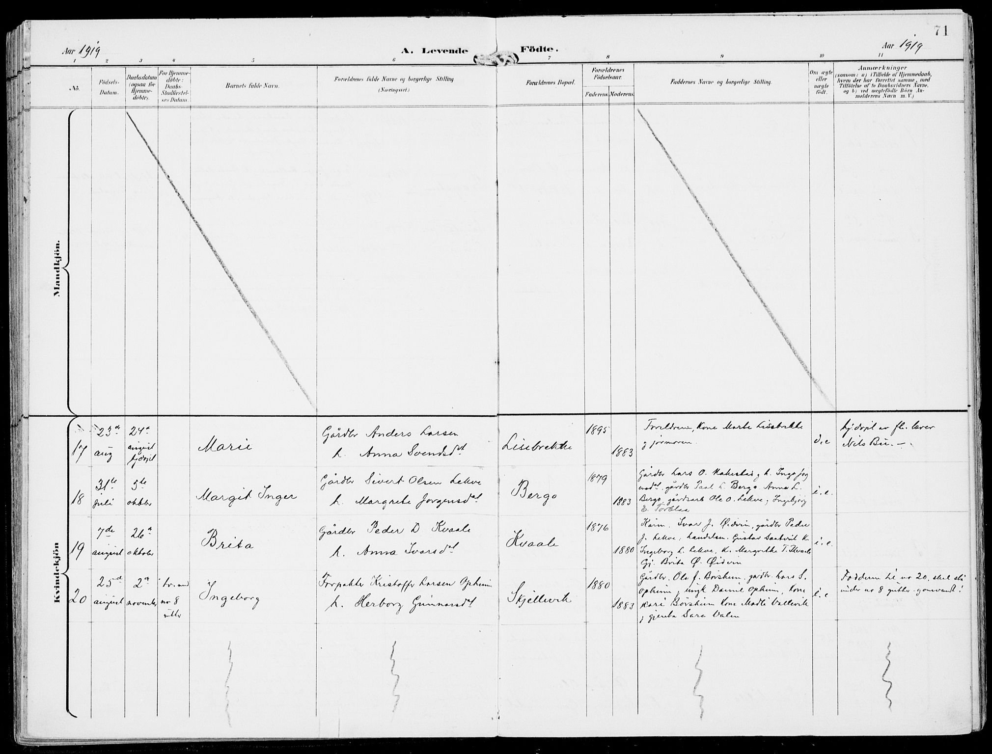 Ulvik sokneprestembete, AV/SAB-A-78801/H/Haa: Ministerialbok nr. B  2, 1898-1924, s. 71