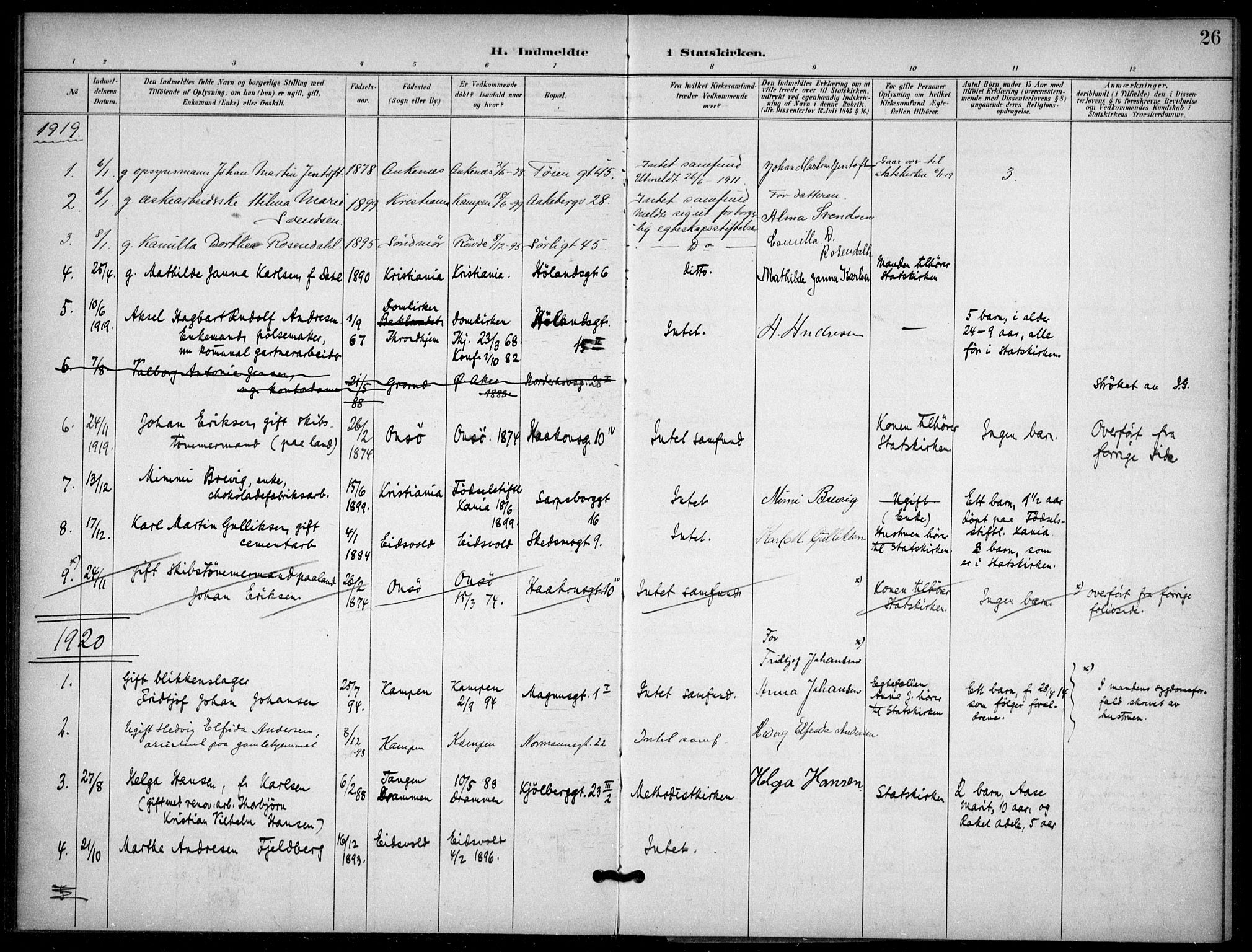 Kampen prestekontor Kirkebøker, AV/SAO-A-10853/F/Fb/L0003: Ministerialbok nr. II 3, 1896-1936, s. 26