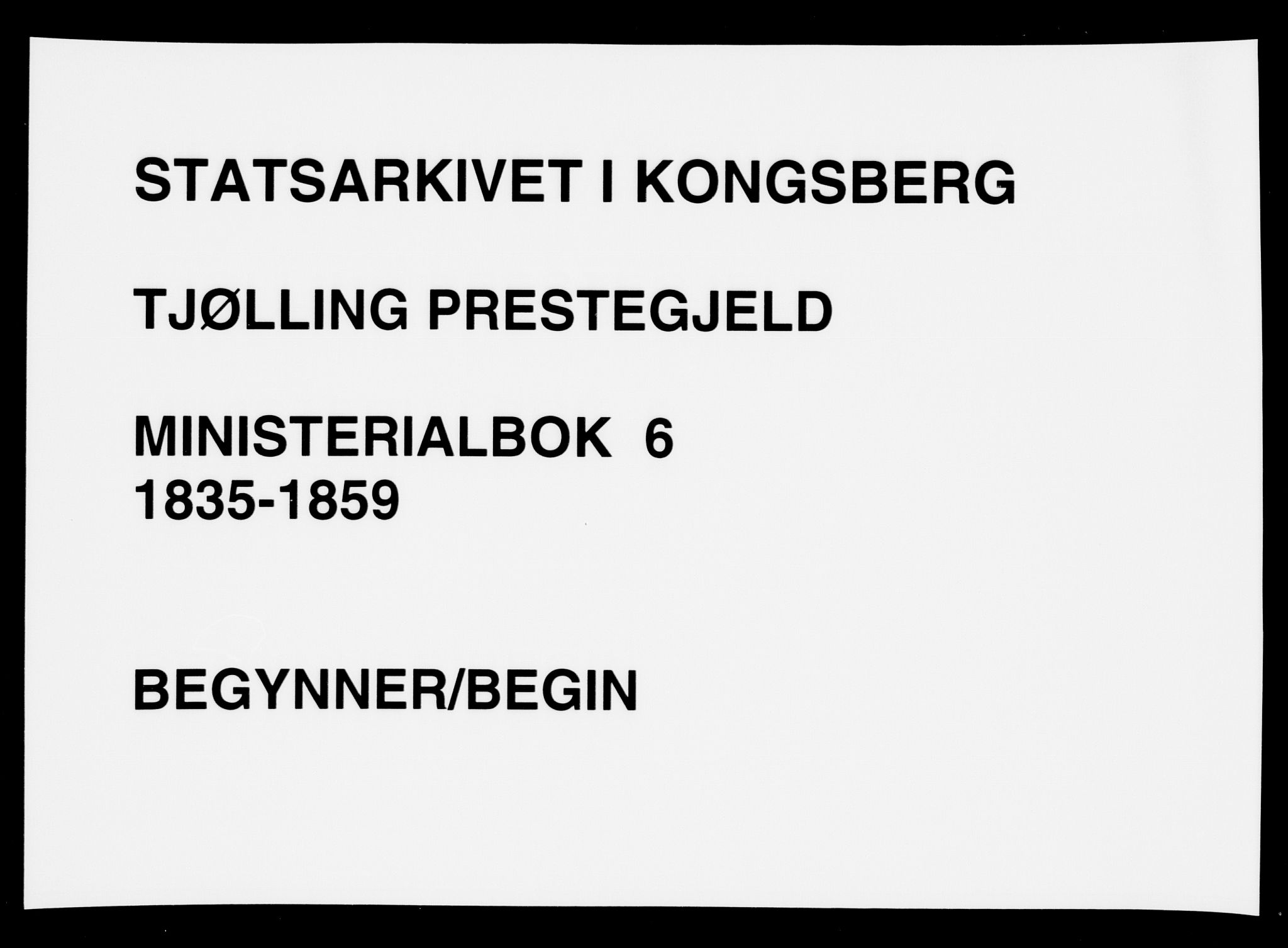 Tjølling kirkebøker, AV/SAKO-A-60/F/Fa/L0006: Ministerialbok nr. 6, 1835-1859