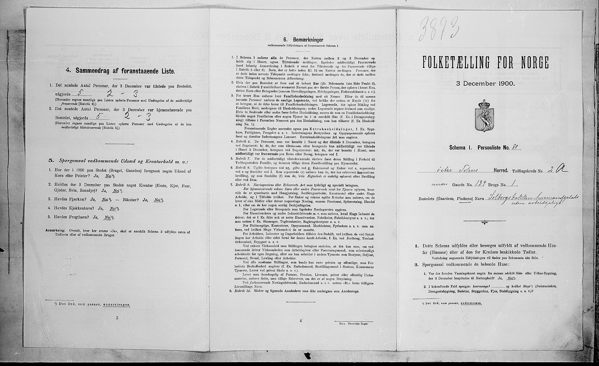 SAH, Folketelling 1900 for 0528 Østre Toten herred, 1900, s. 500